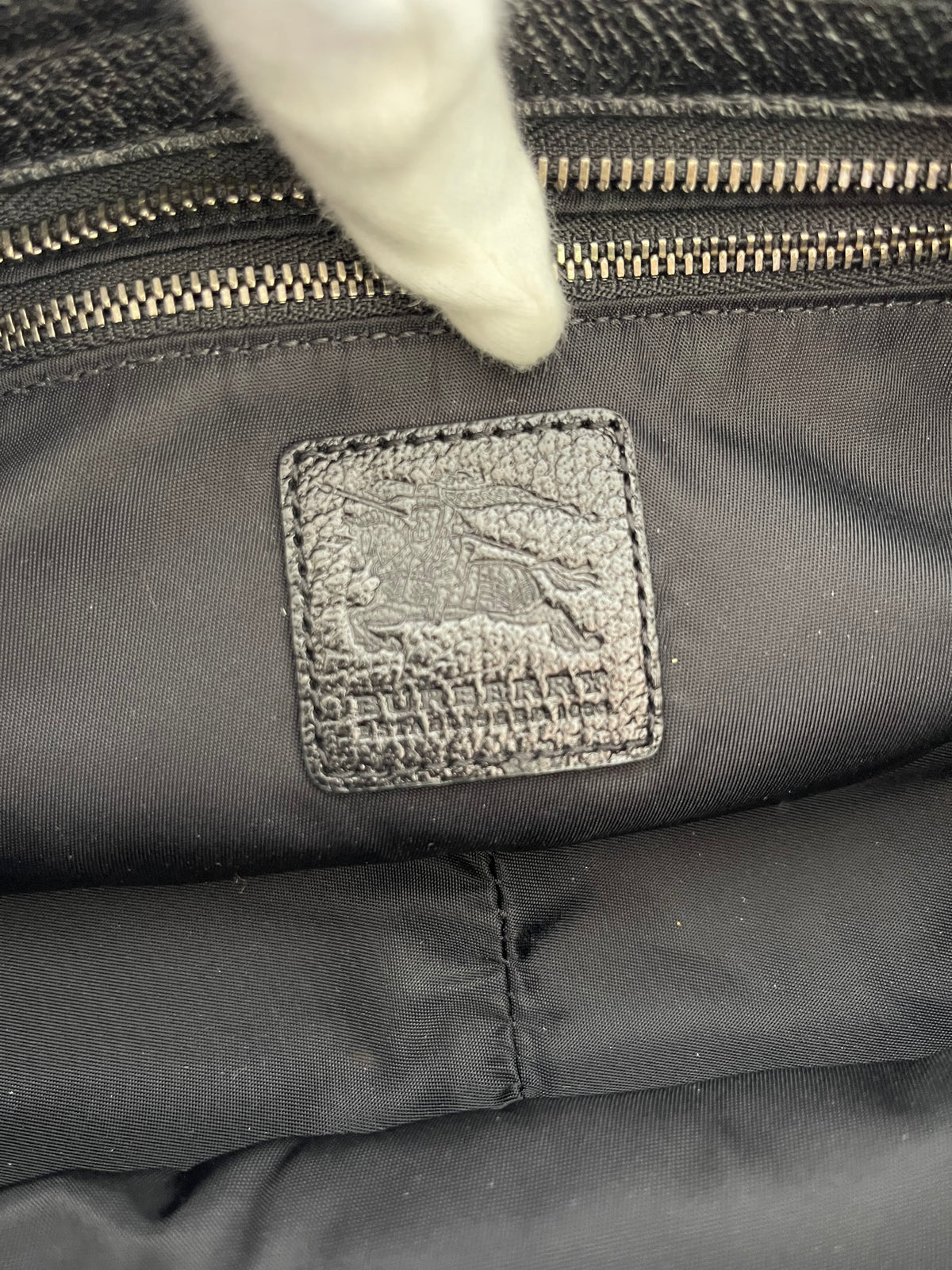 Burberry Nylon Beat Leather Trimmed Shoulder Bag