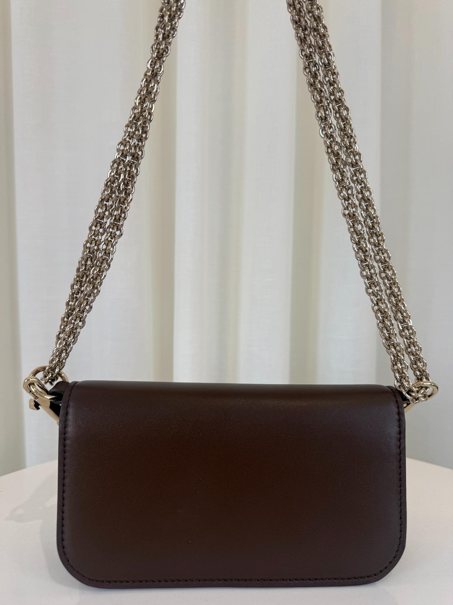 Valentino Garavagni Small Locò Brown Calfskin Shoulder Bag
