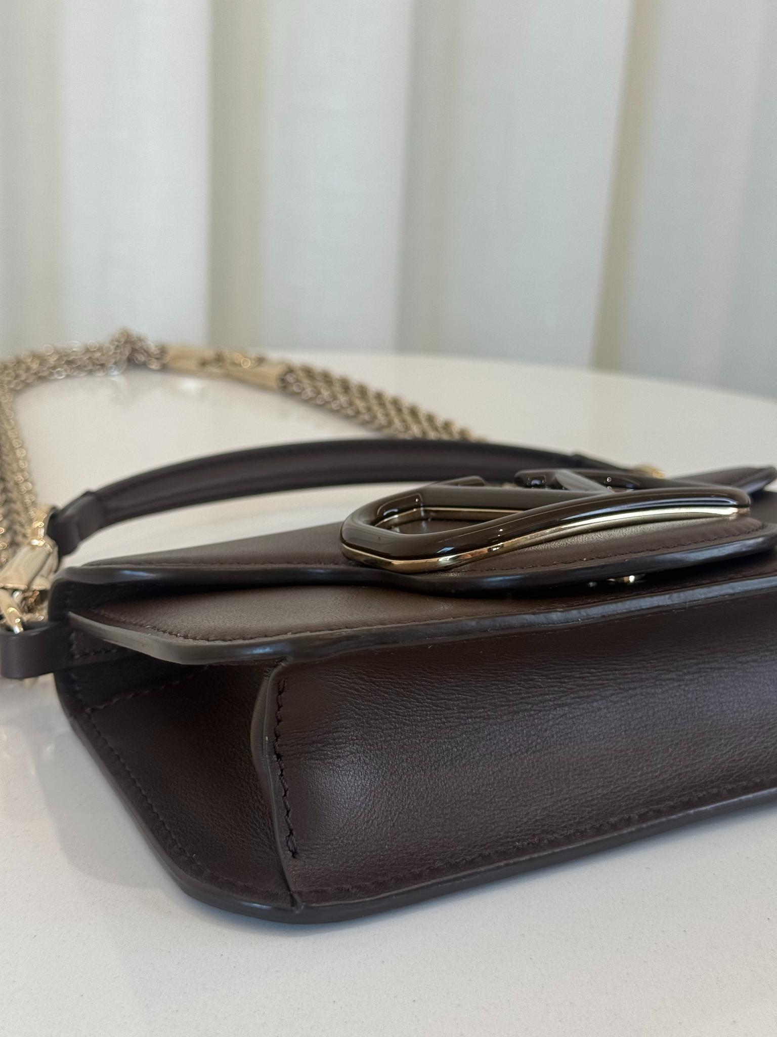 Valentino Garavagni Small Locò Brown Calfskin Shoulder Bag