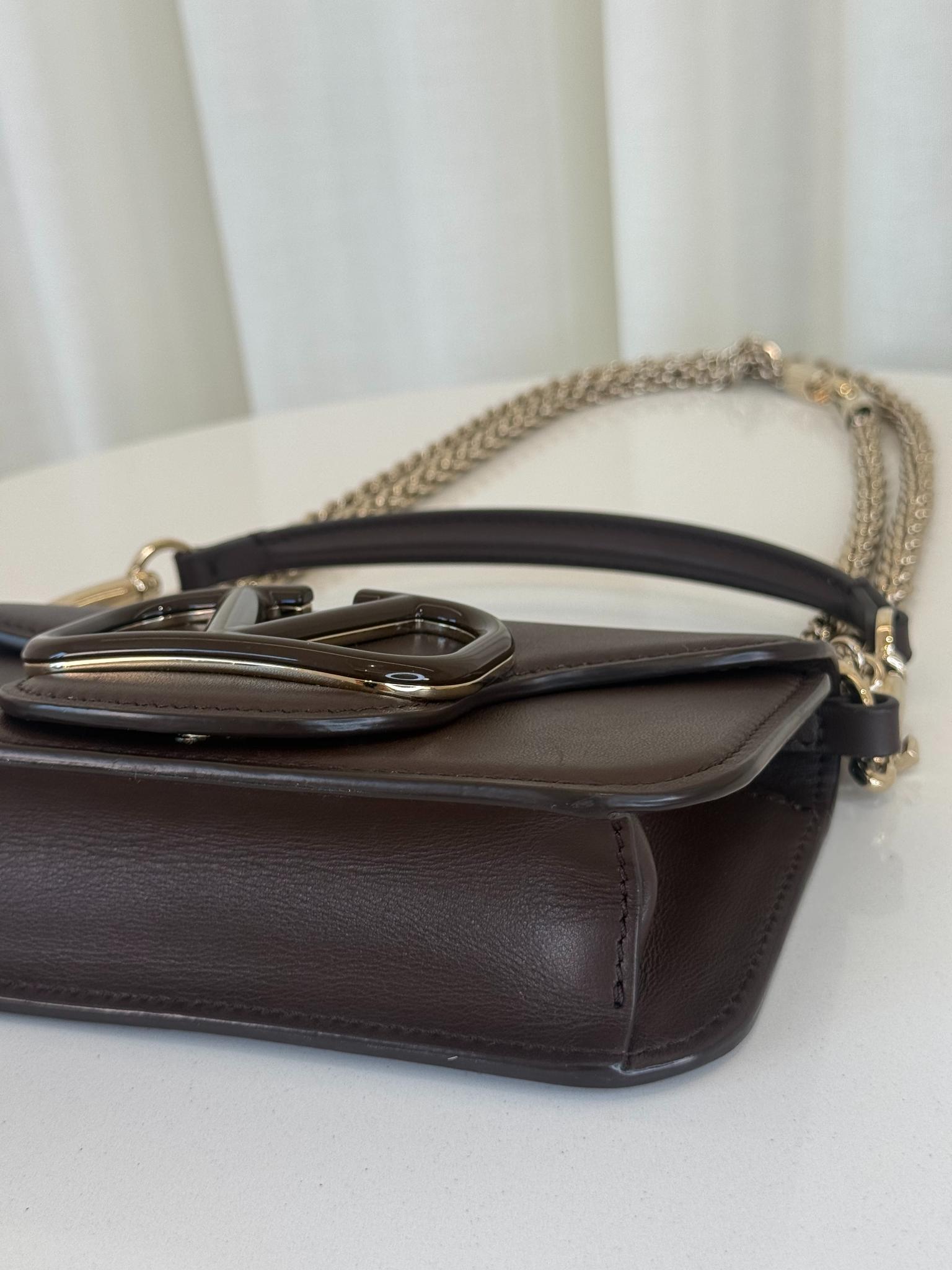 Valentino Garavagni Small Locò Brown Calfskin Shoulder Bag