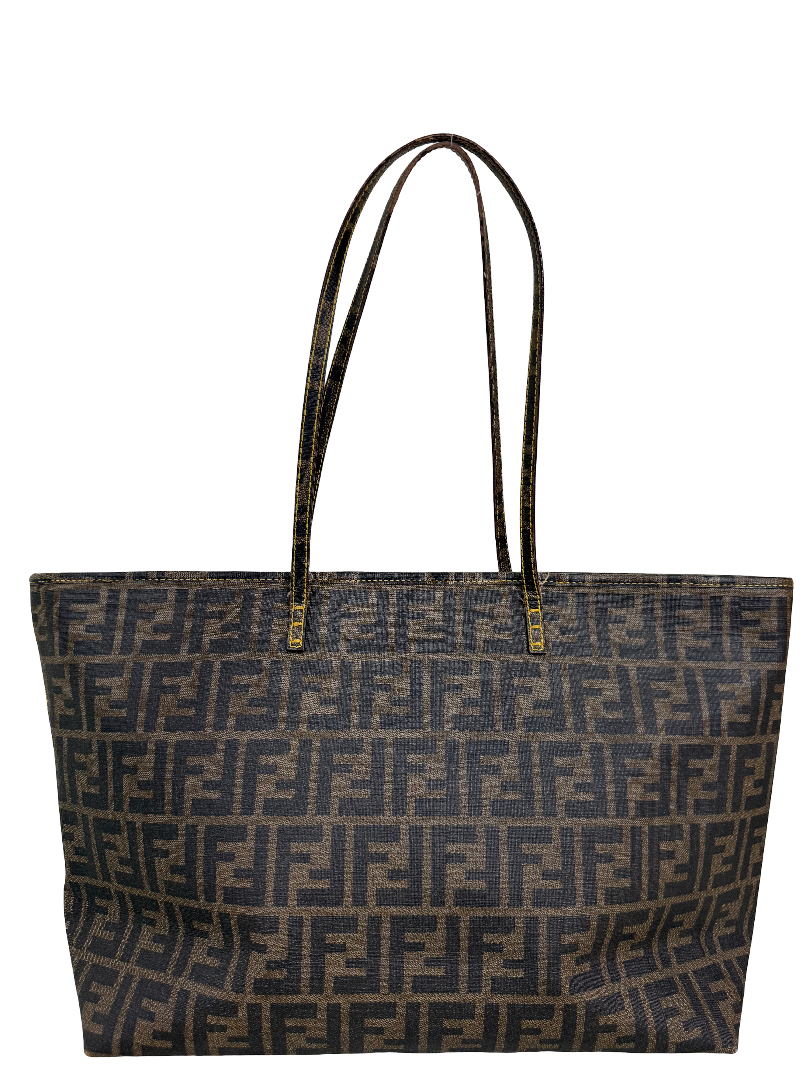 Fendi Tobacco Zucca Print Coated Canvas Roll Tote Bag