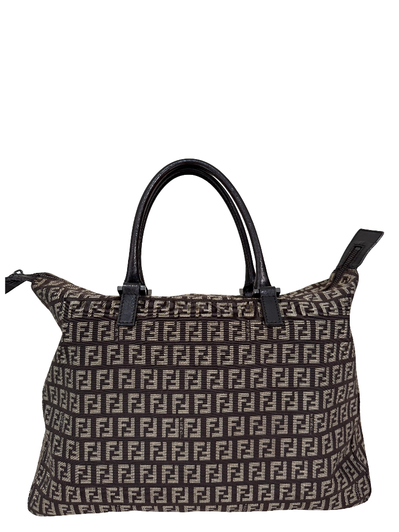 Fendi Zucchino Canvas and Leather Shopper Tote