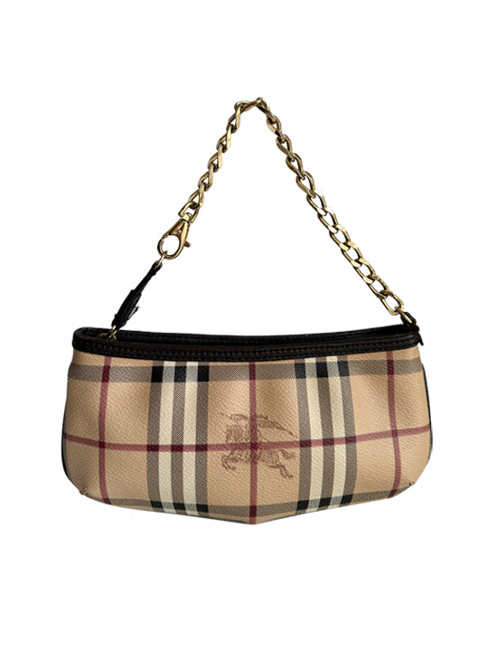 Burberry Anabel Pochette Chocolate Haymarket Check Coated Canvas