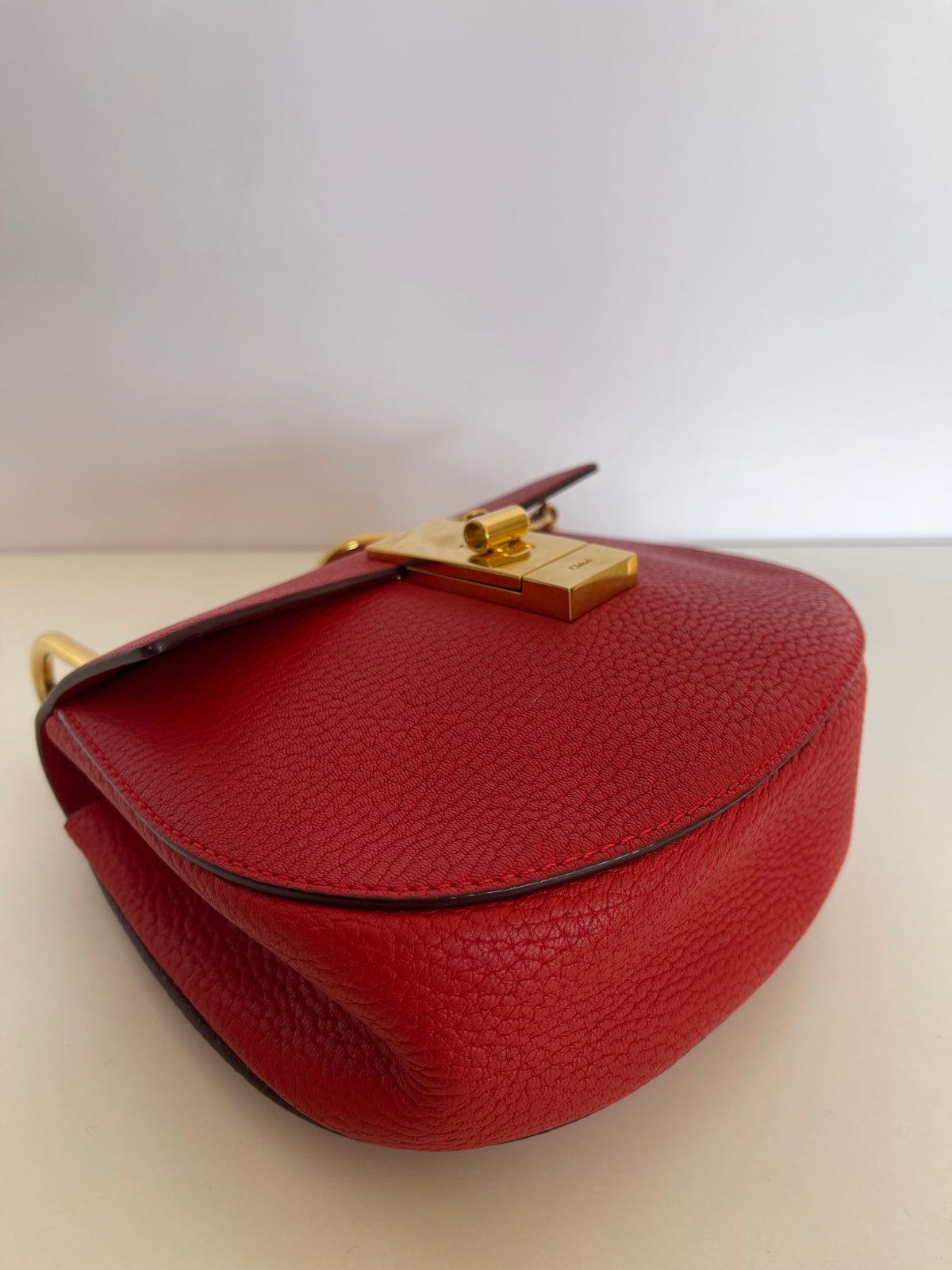 Chloe Grained Lambskin Small Drew Red Bag