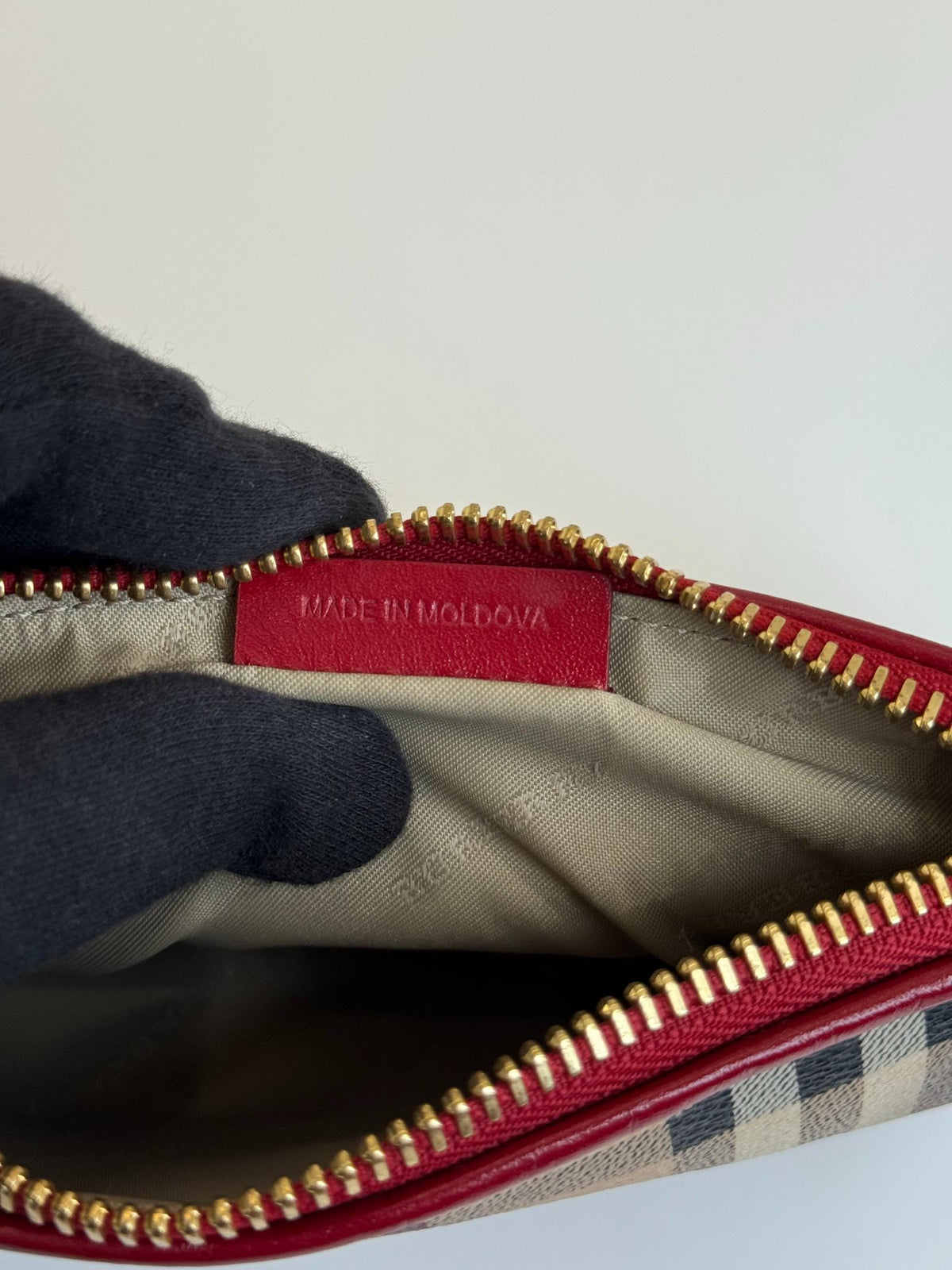 Burberry Clara Red/Beige Haymarket Check Coated Canvas Pochette