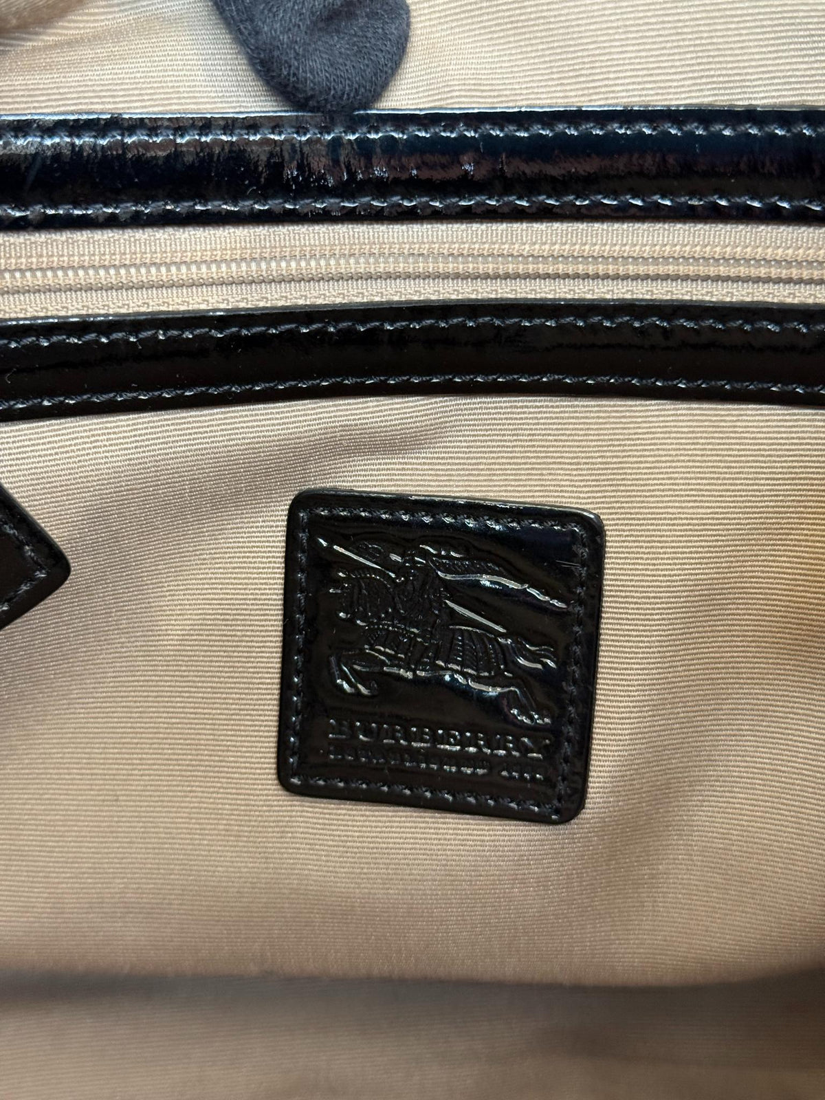 Burberry Beige/Black Nova Check PVC and Patent Leather Barton Hobo