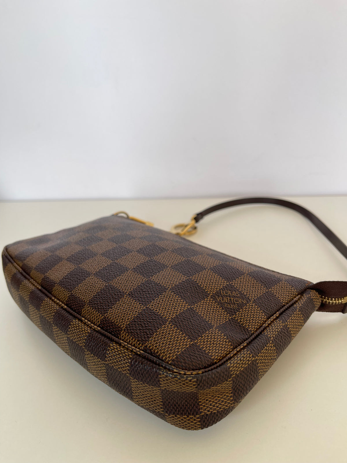 Louis Vuitton Pochette Accessories Damier Ebene Canvas with Extender Key Ring