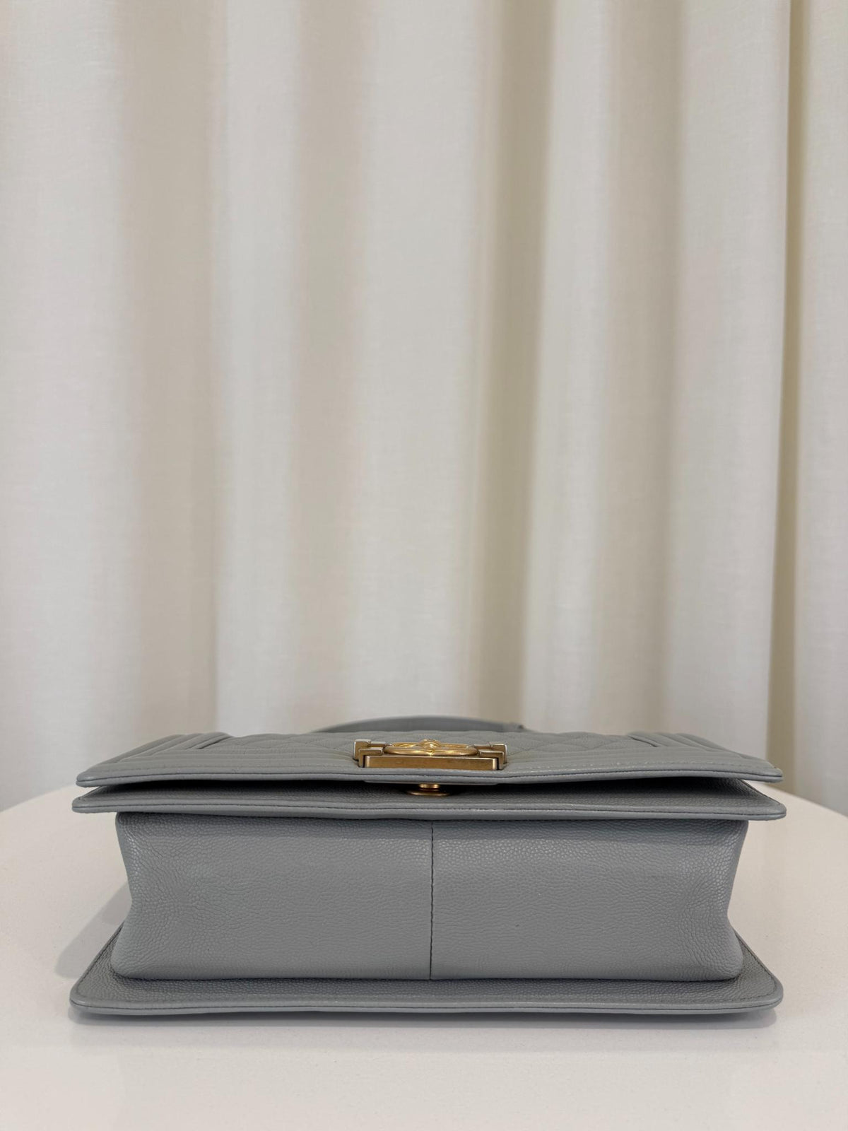 Chanel Caviar Quilted Medium Boy Flap Light Grey
