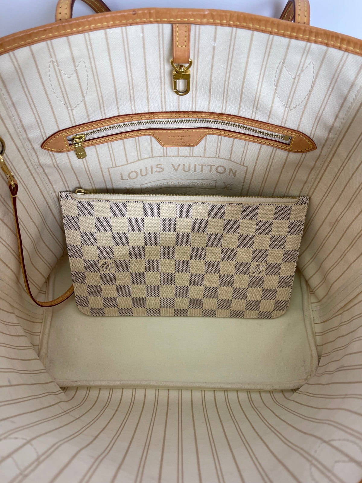 Louis Vuitton Neverfull MM Damier Azur Canvas with Pochette