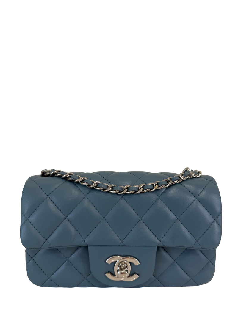 Chanel Blue Quilted Lambskin Mini Rectangular Classic Flap Bag