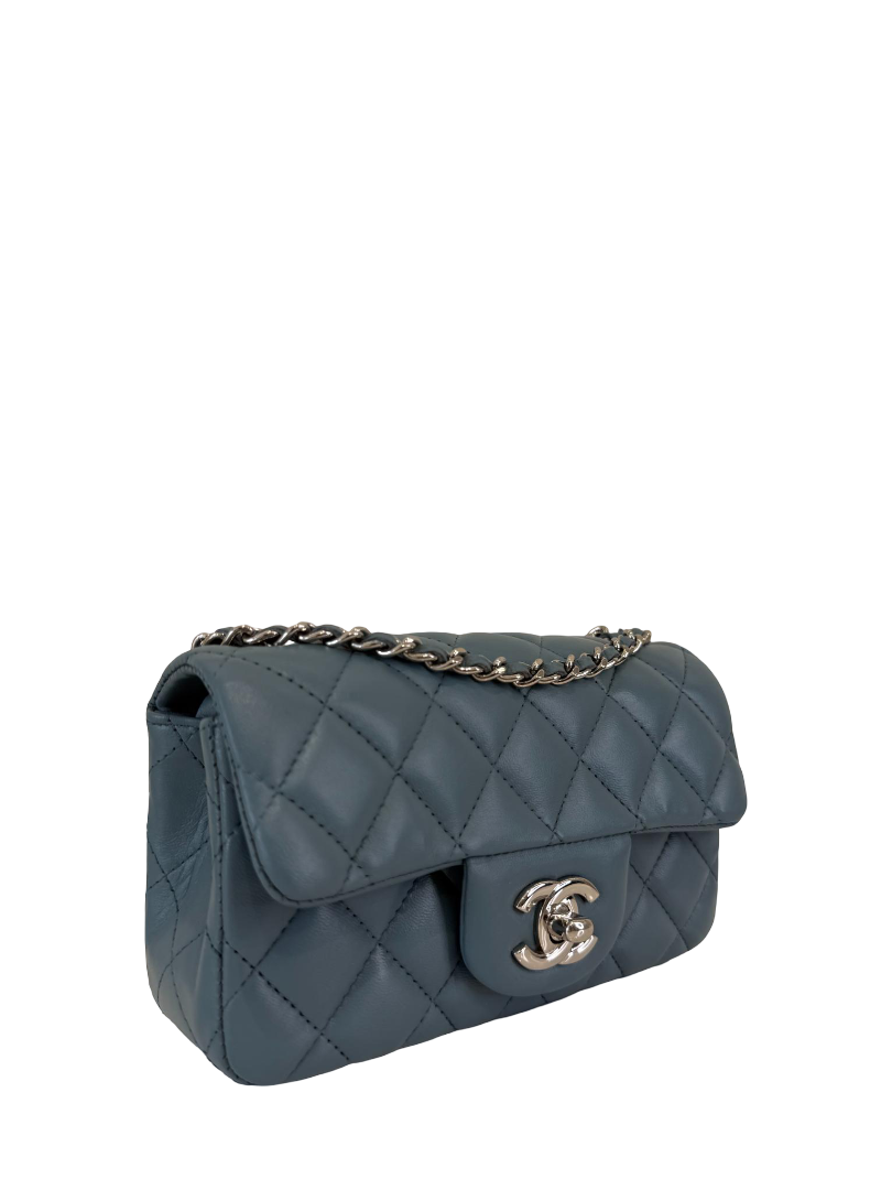 Chanel Blue Quilted Lambskin Mini Rectangular Classic Flap Bag