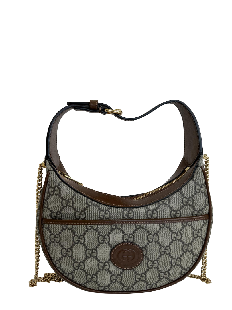 Gucci GG Supreme Beige/Ebony Half-Moon Mini Shaped Bag
