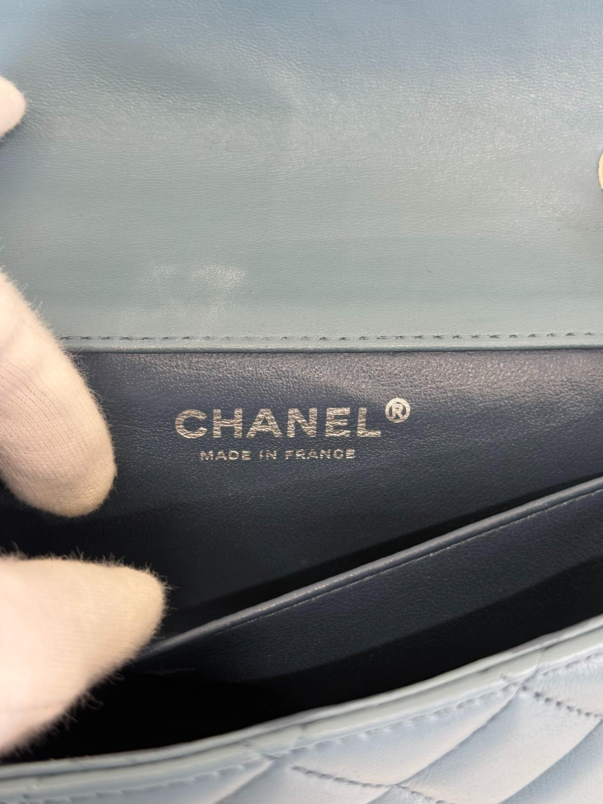 Chanel Blue Quilted Lambskin Mini Rectangular Classic Flap Bag