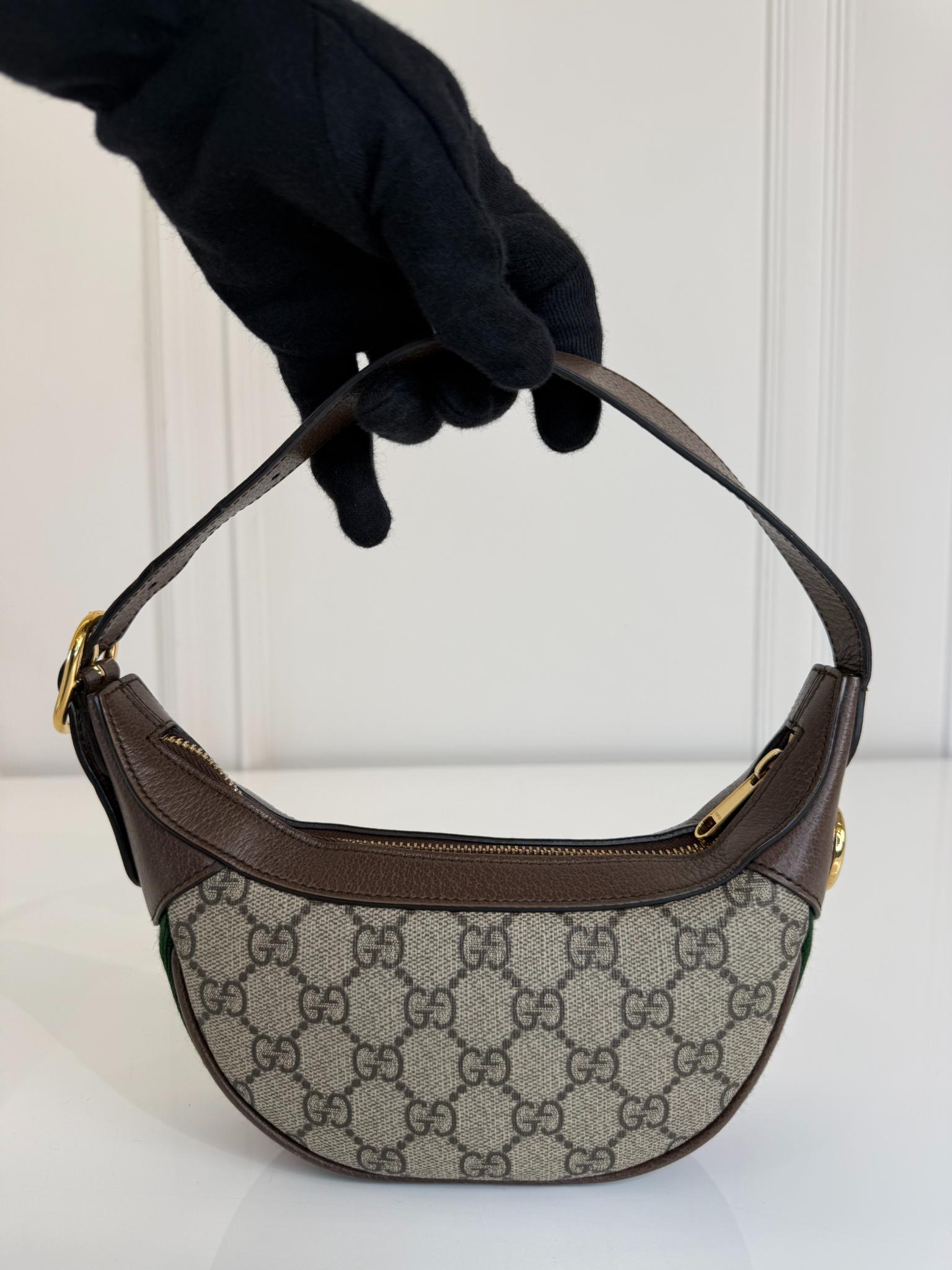 Gucci Ophidia Beige/Ebony GG Supreme Canvas Mini Shoulder Bag