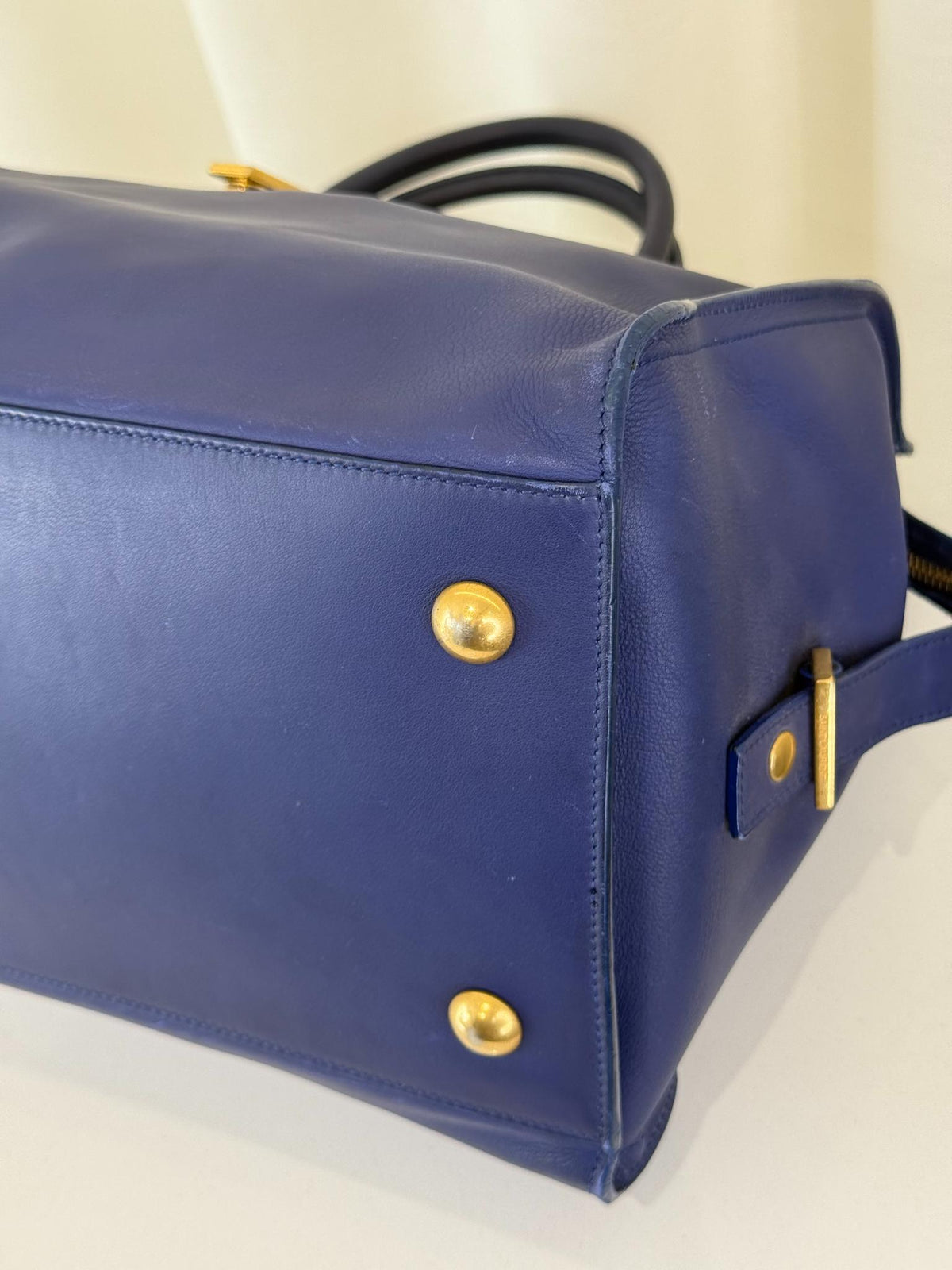 Saint Laurent Blue Smooth Calfskin Leather Cabas Classic Y Bag