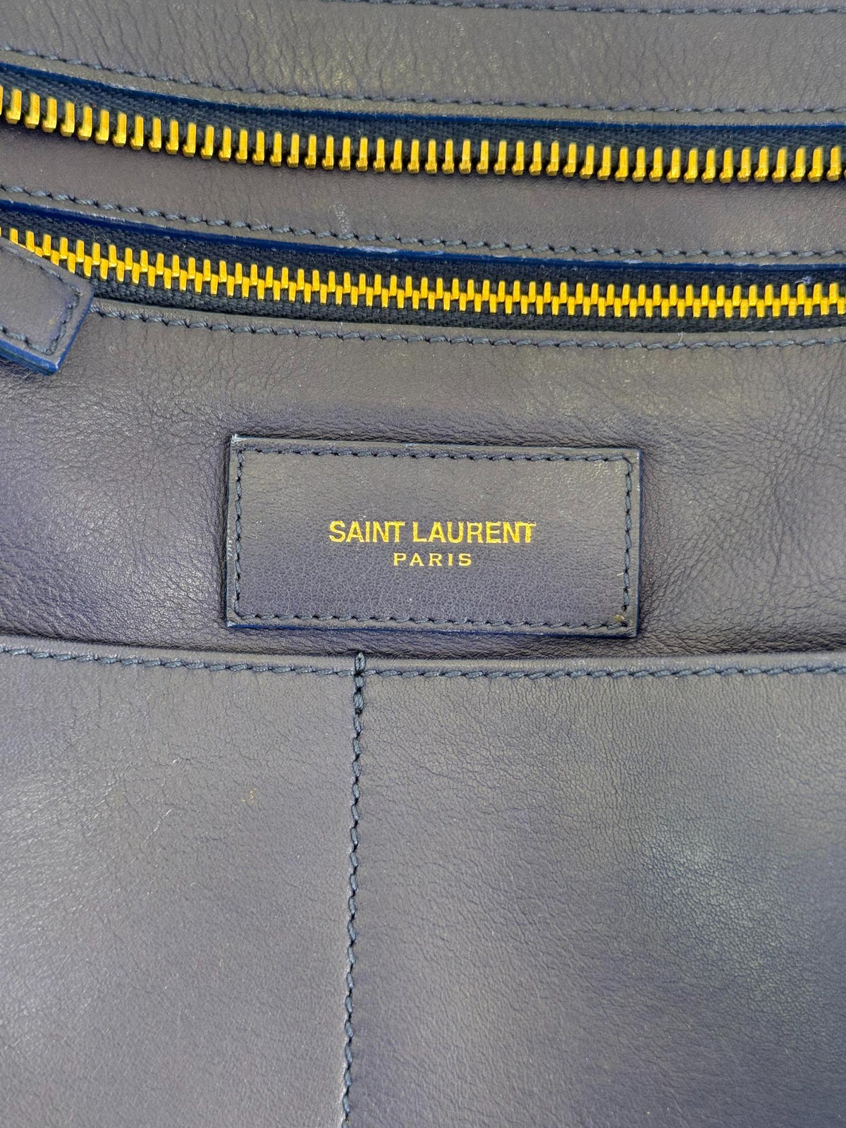 Saint Laurent Blue Smooth Calfskin Leather Cabas Classic Y Bag