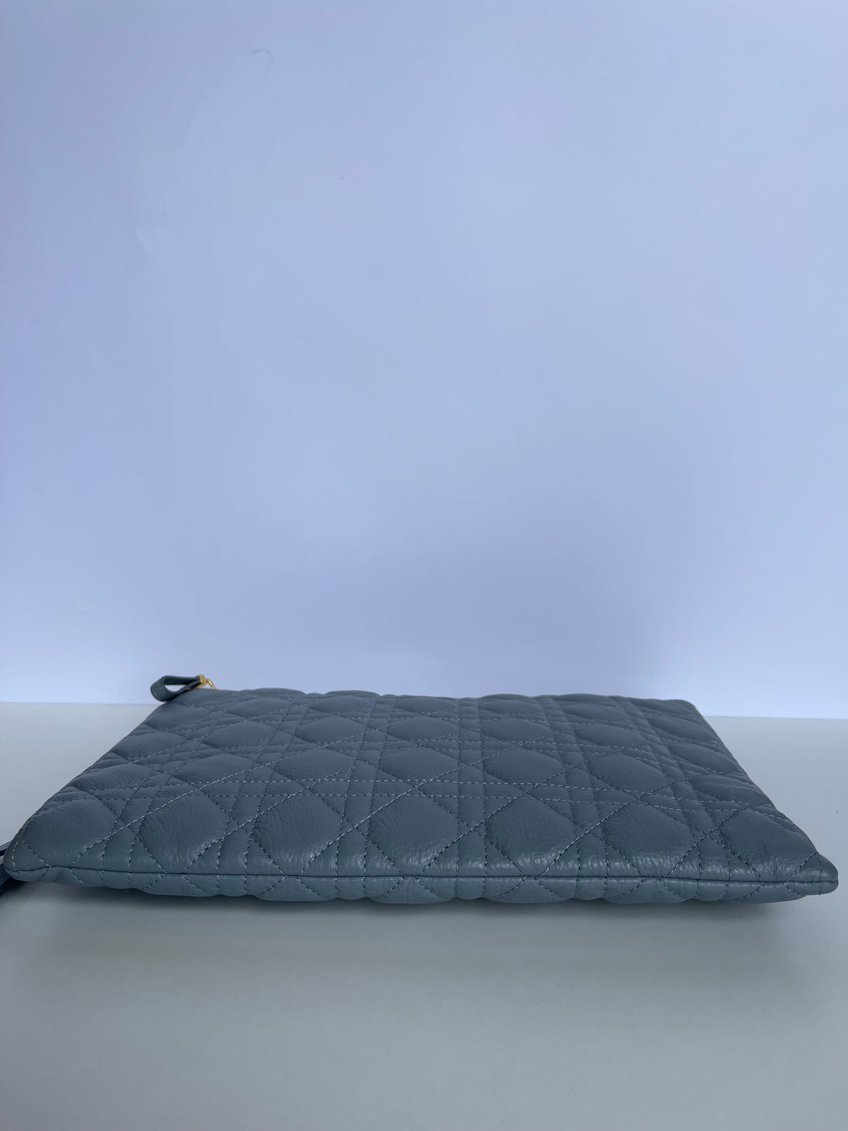 Dior Caro Daily Pouch in Cloud Blue calfskin
