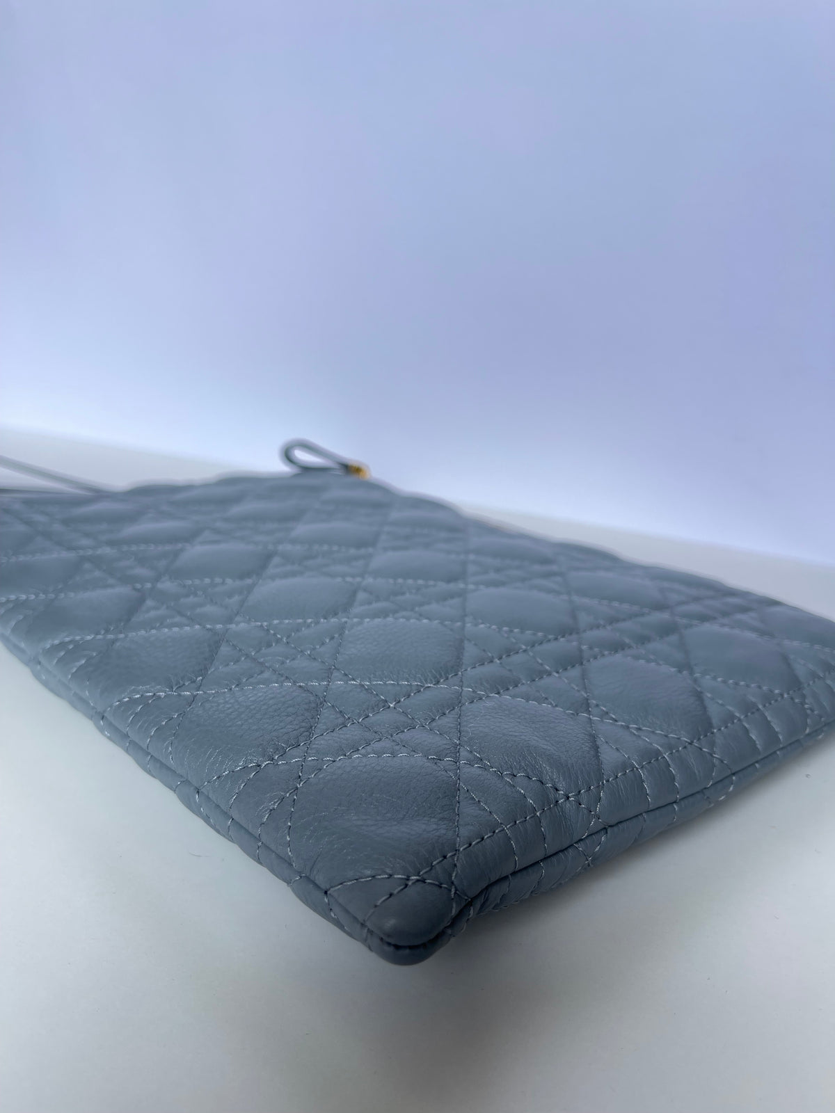 Dior Caro Daily Pouch in Cloud Blue calfskin
