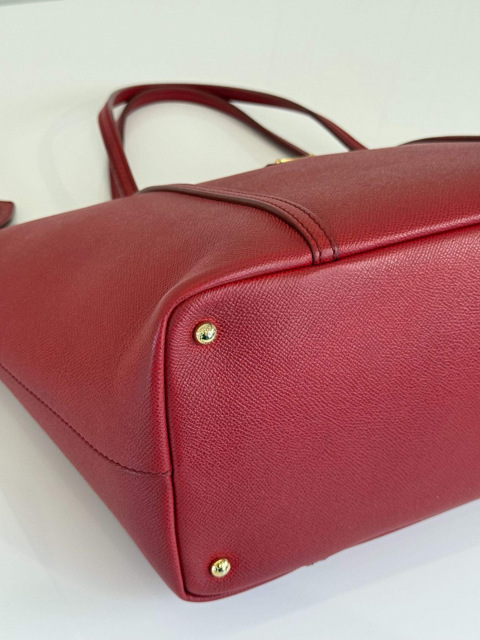 Dolce Gabbana Escape Red Dauphine Leather Tote Bag