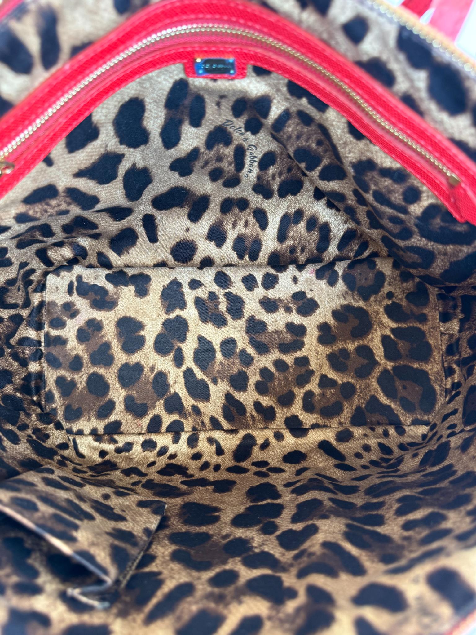 Dolce Gabbana Escape Red Dauphine Leather Tote Bag