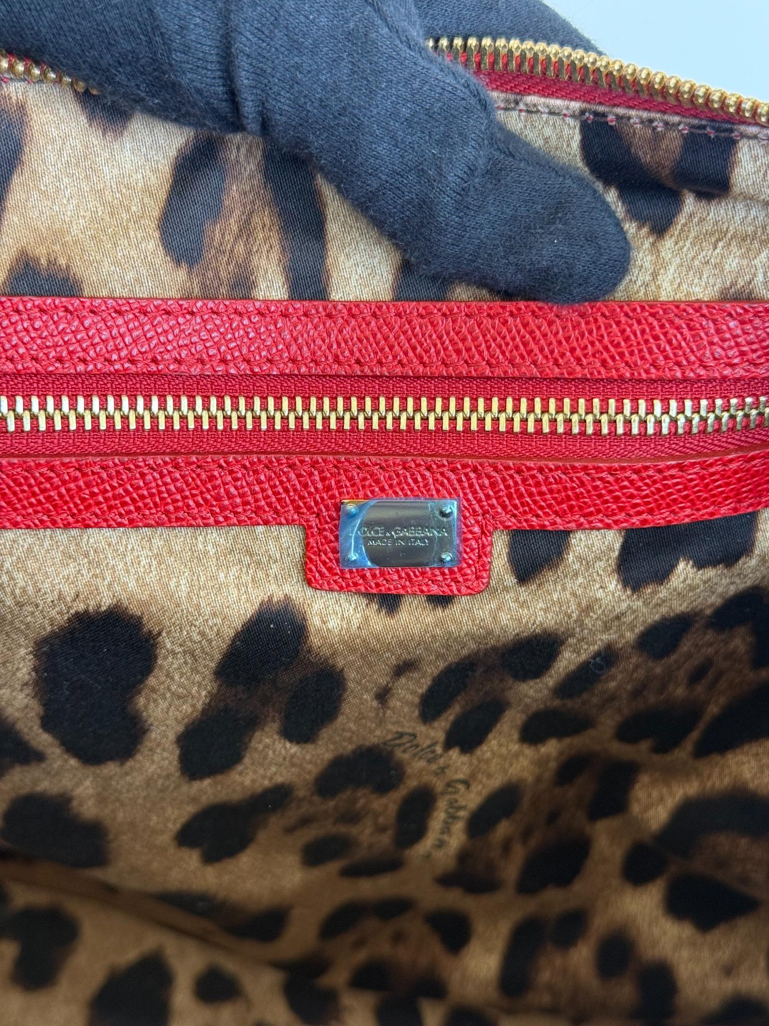 Dolce Gabbana Escape Red Dauphine Leather Tote Bag