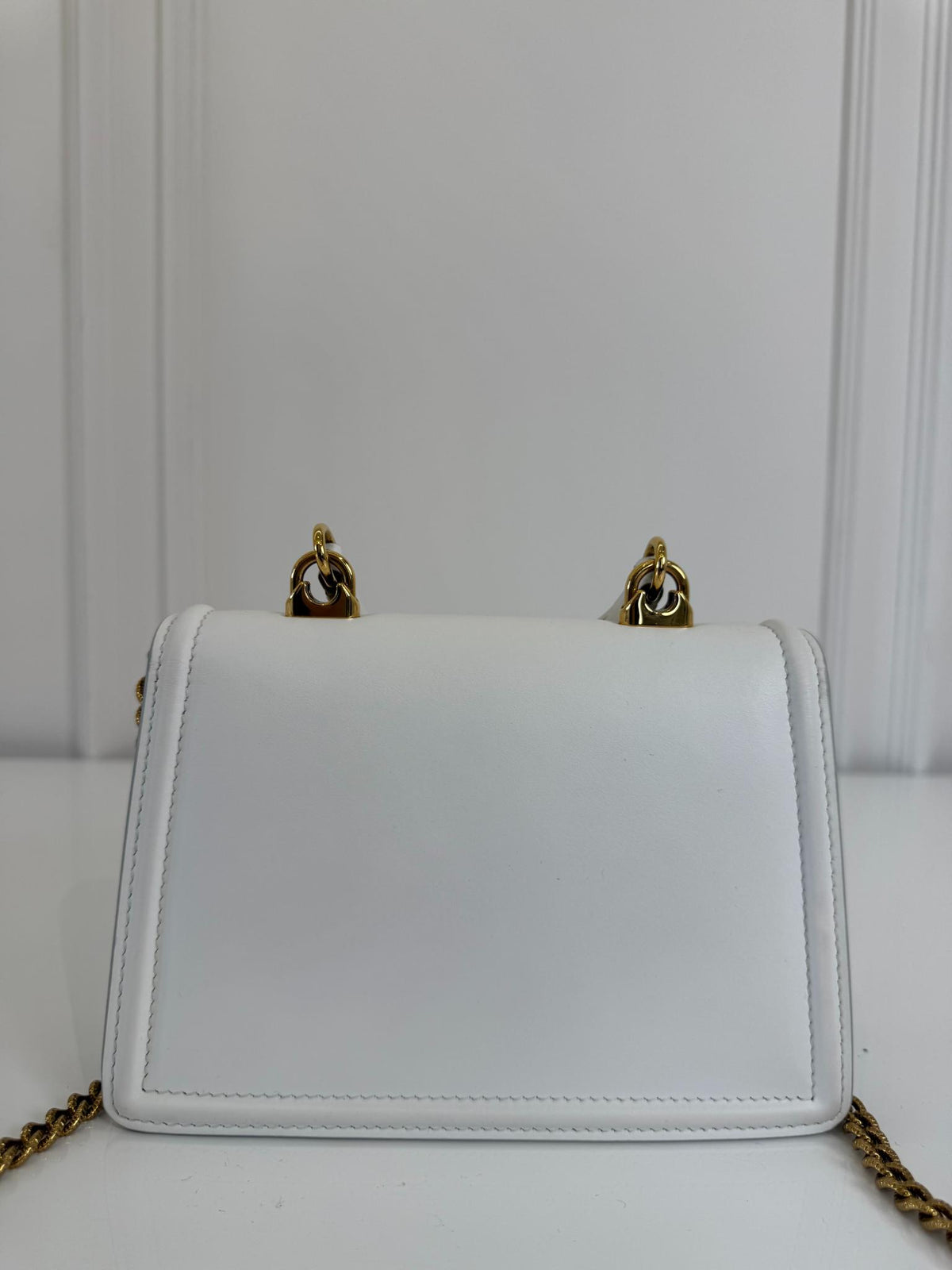 Dolce Gabbana Small Devotion White Smooth Calfskin Leather Bag