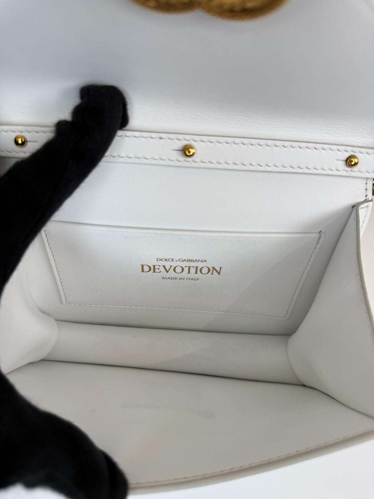 Dolce Gabbana Small Devotion White Smooth Calfskin Leather Bag