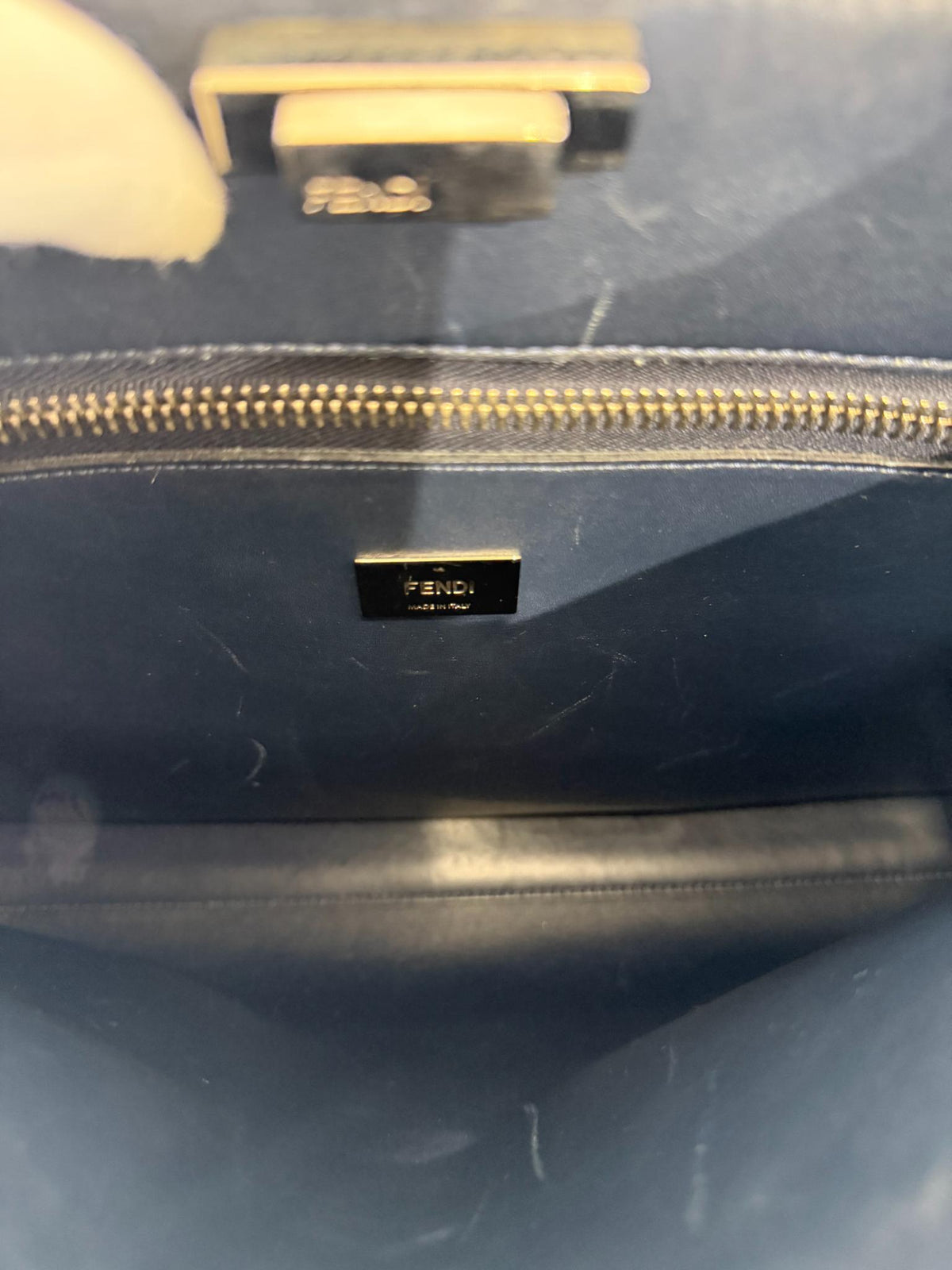 Fendi Peekaboo Essential Gray Vitello Leather Large Tote Bag