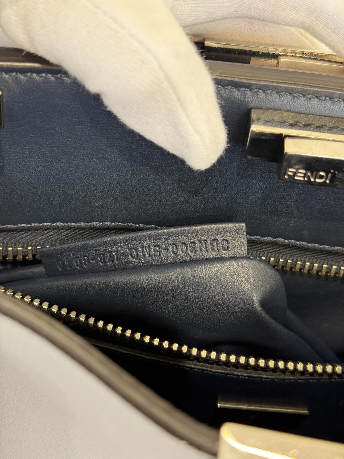 Fendi Peekaboo Essential Gray Vitello Leather Large Tote Bag