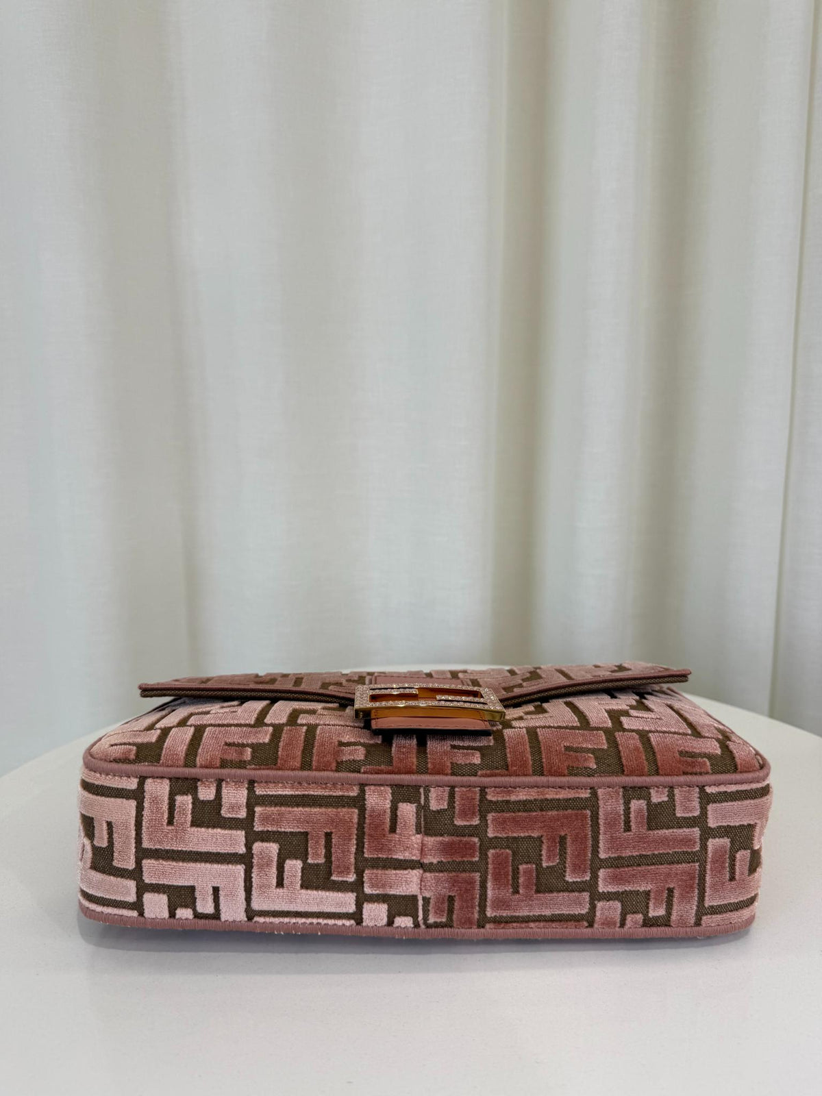 Fendi Velvet Jacquard Crystal FF Baguette Macaron
