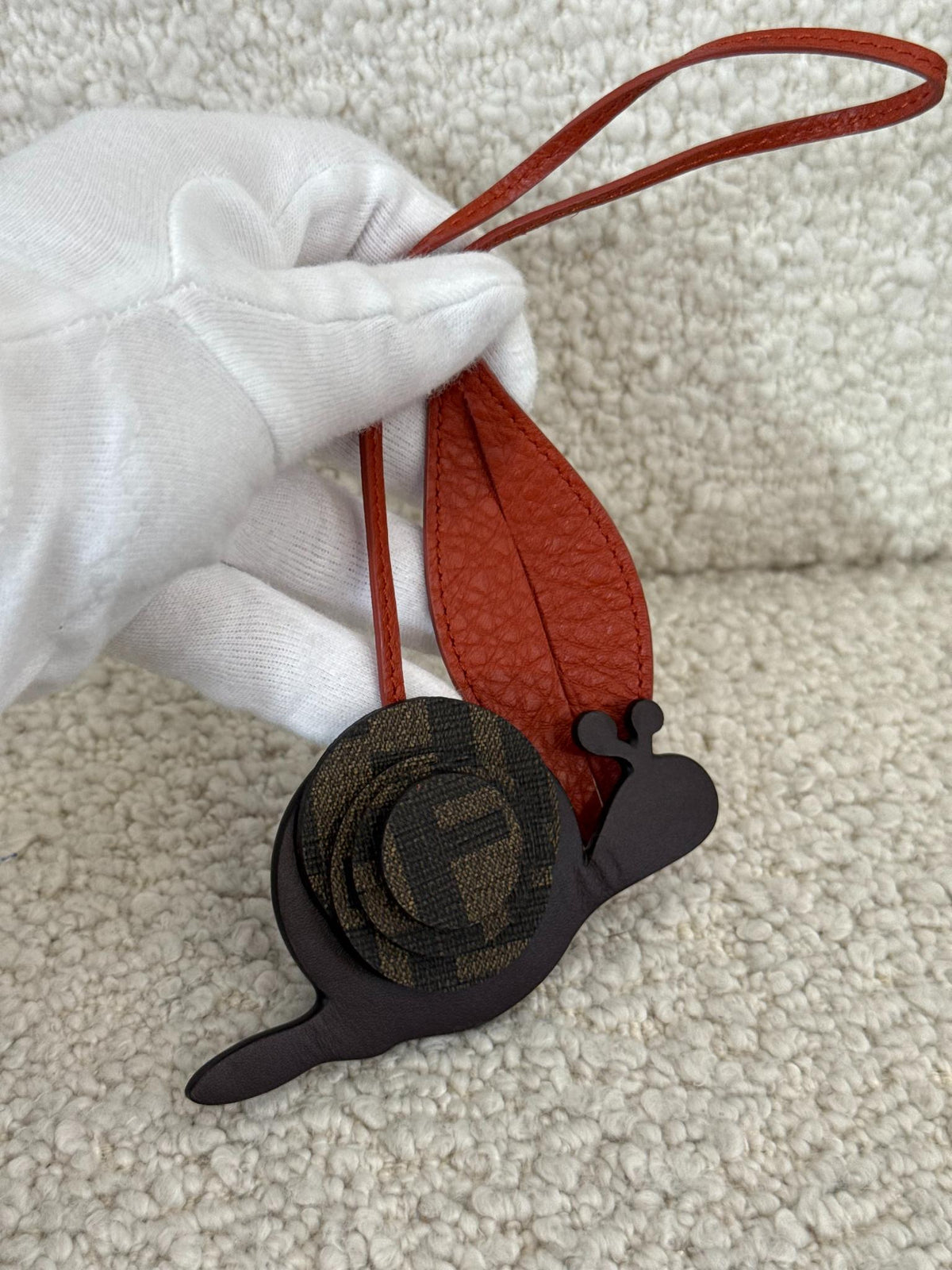 Fendi Leather Zucca FF Snail Bag Charm
