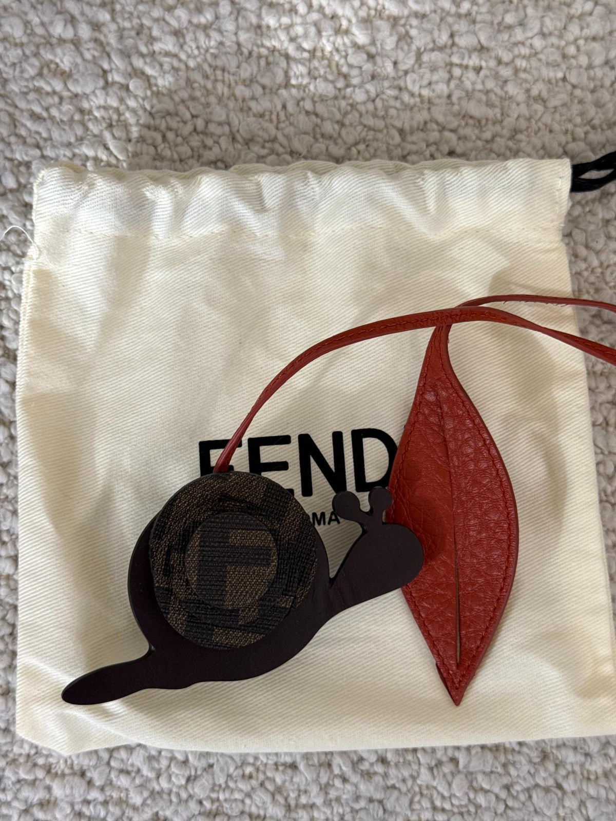 Fendi Leather Zucca FF Snail Bag Charm