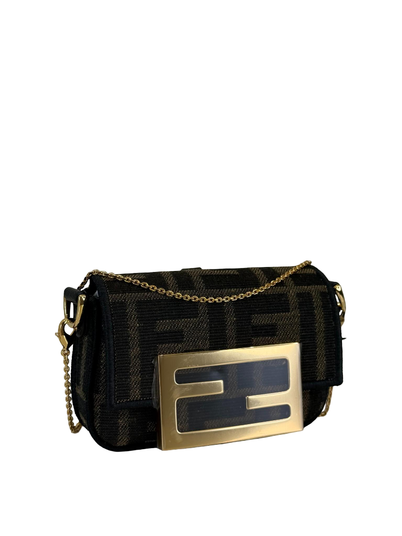 Fendi Nano Baguette FF Jacquard Chain Bag