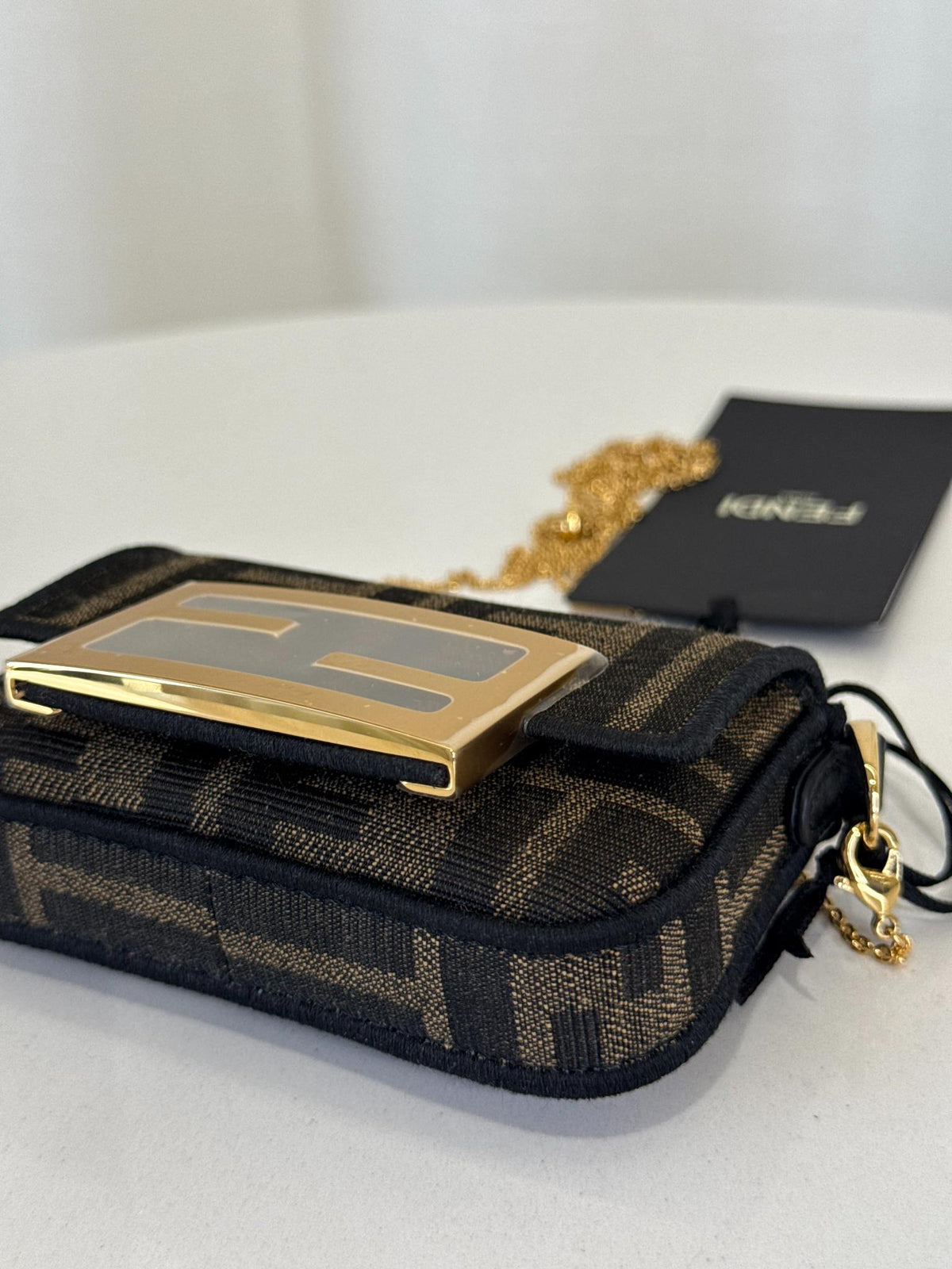 Fendi Nano Baguette FF Jacquard Chain Bag