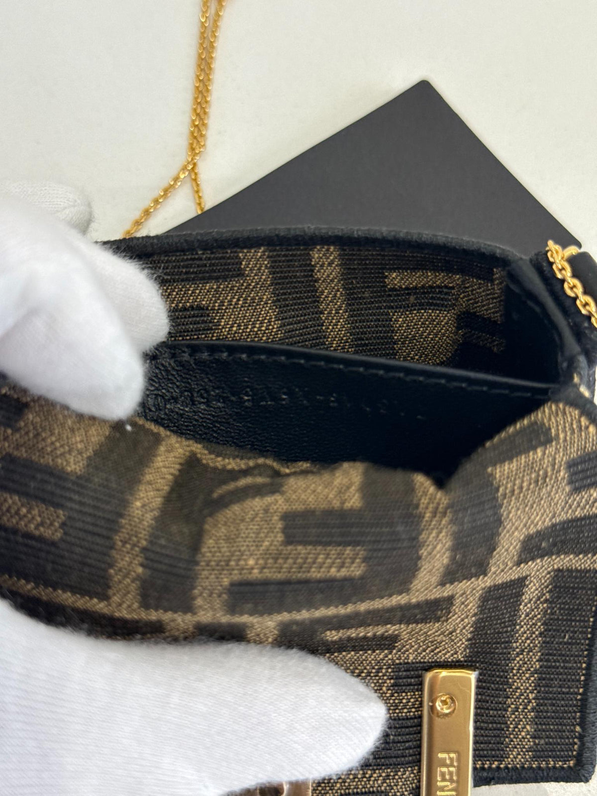 Fendi Nano Baguette FF Jacquard Chain Bag
