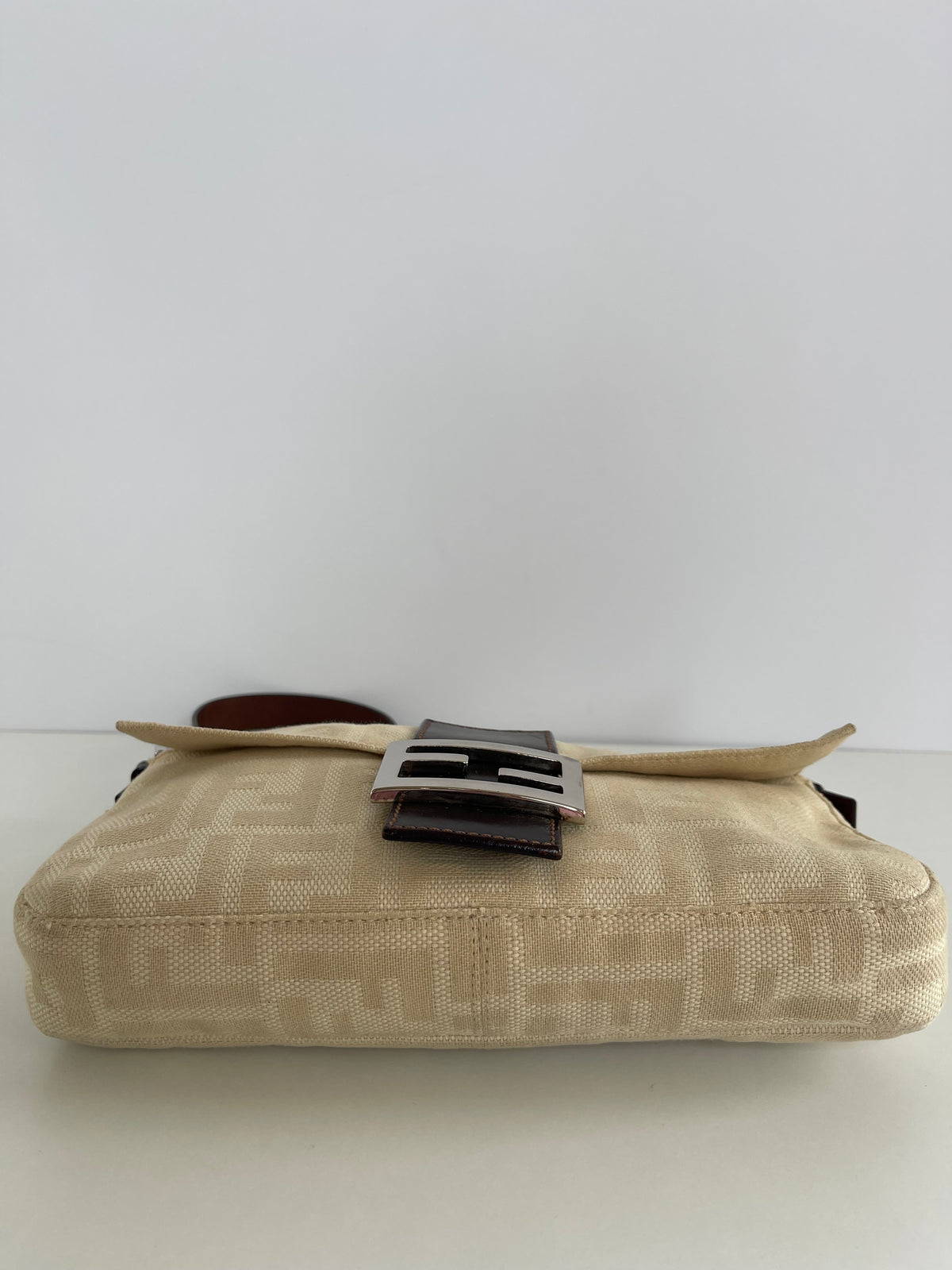 Fendi Iconic Beige Zucca Canvas  Baguette