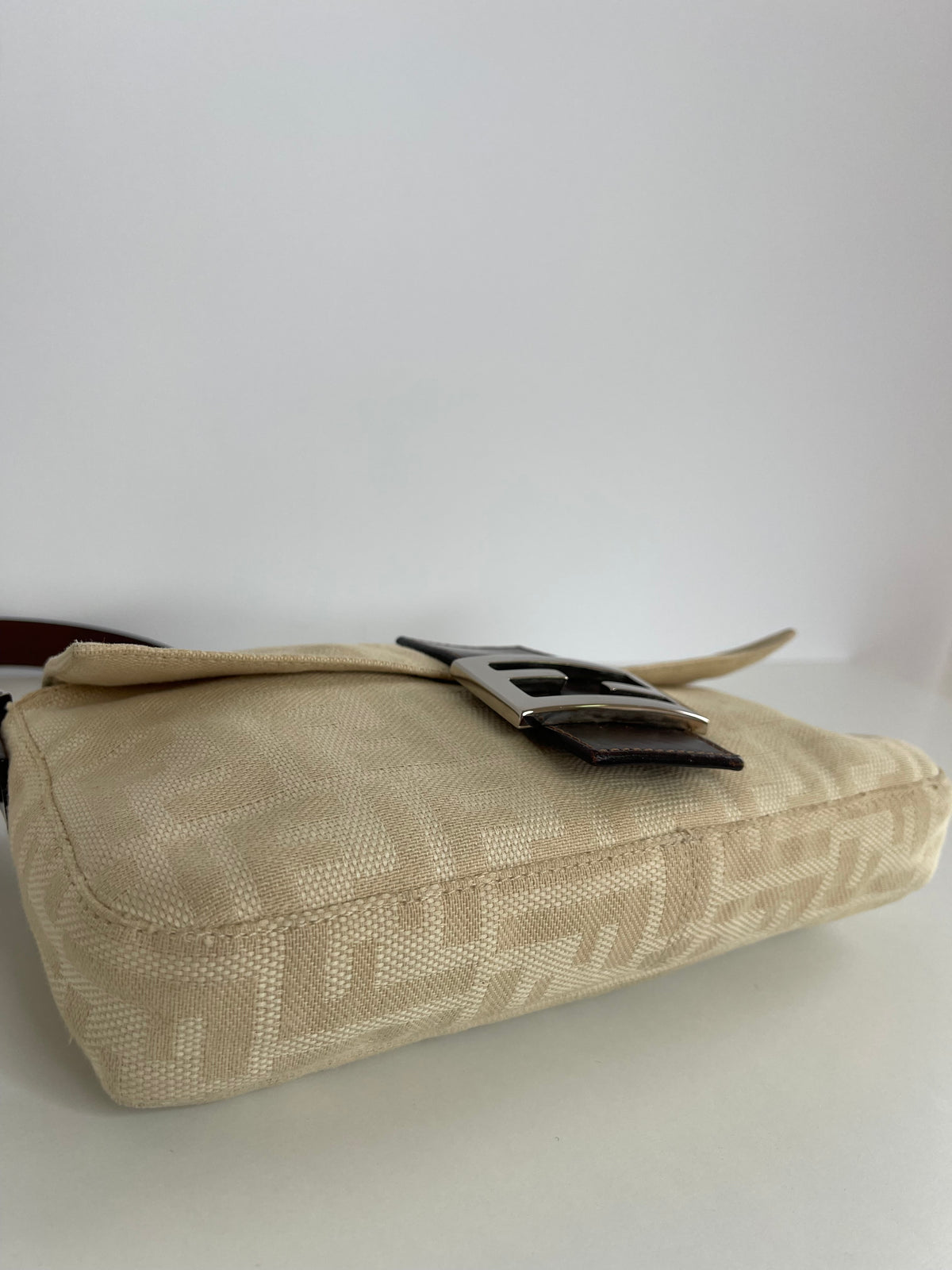 Fendi Iconic Beige Zucca Canvas  Baguette