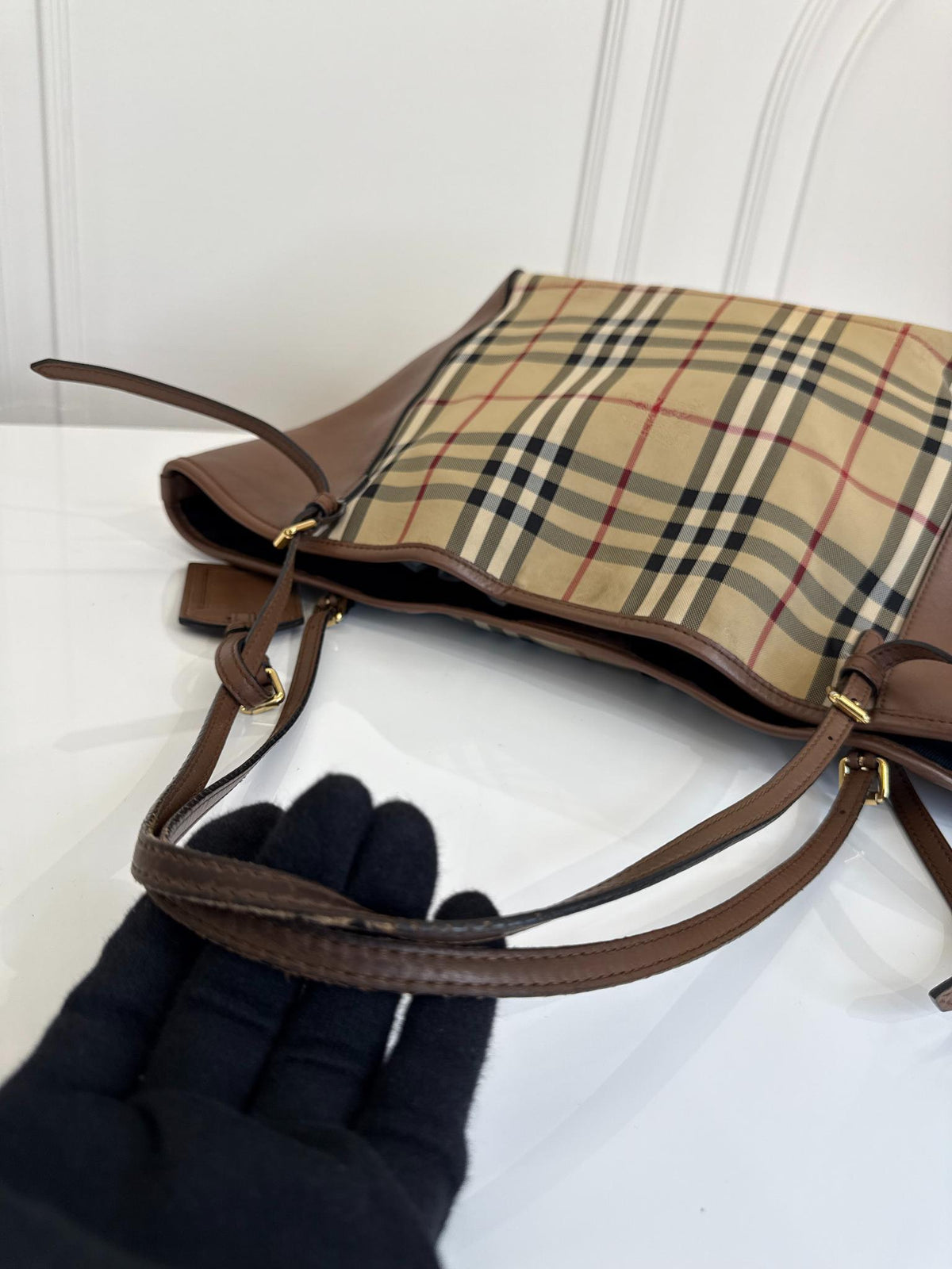 Burberry Horseferry Check Small Canterbury Tote Honey