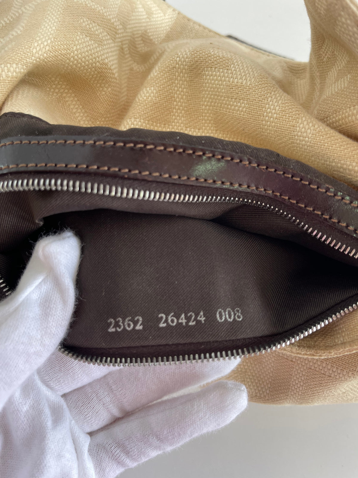 Fendi Iconic Beige Zucca Canvas  Baguette