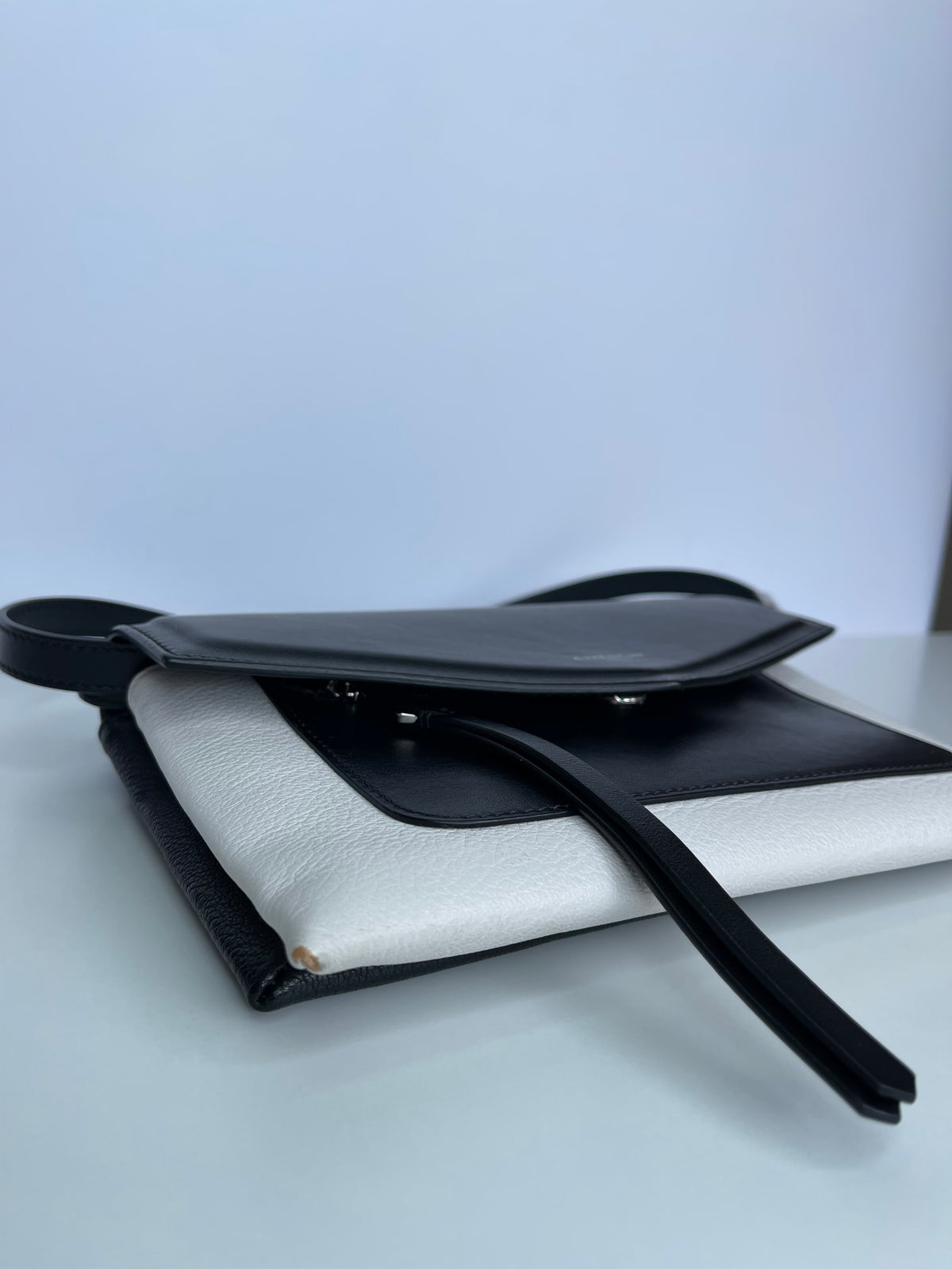 Givenchy Duetto Calfskin Leather Crossbody Bag Black and White
