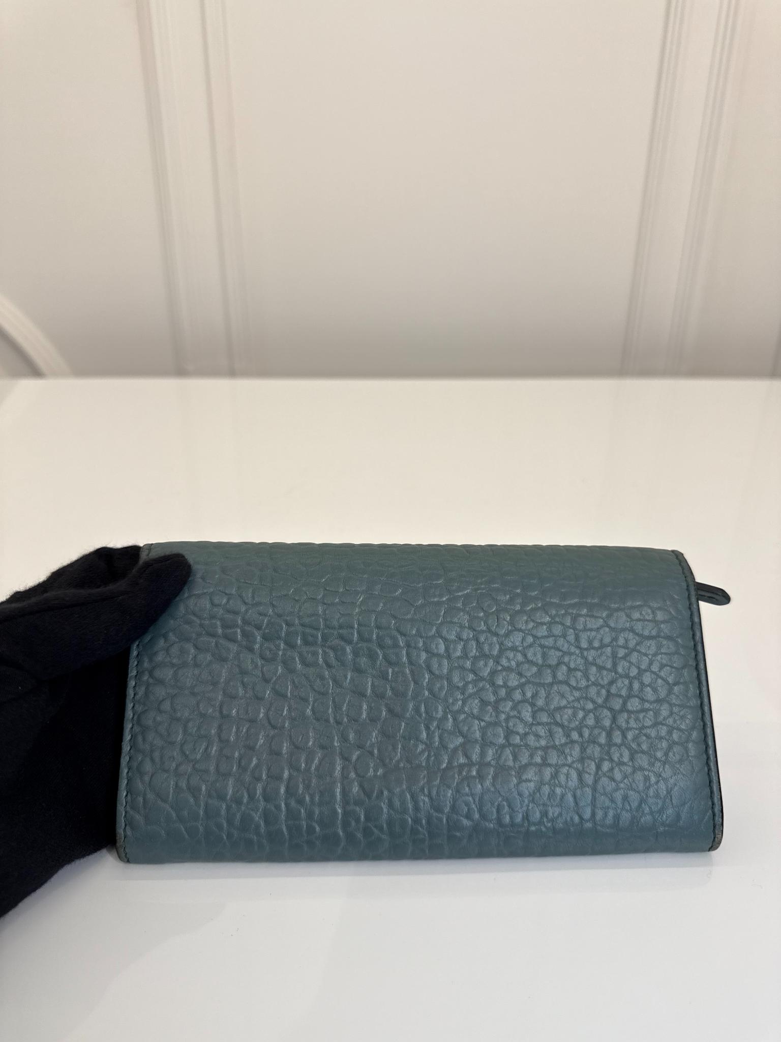 Burberry Grainy Calfskin Aqua Green Porter Continental Wallet