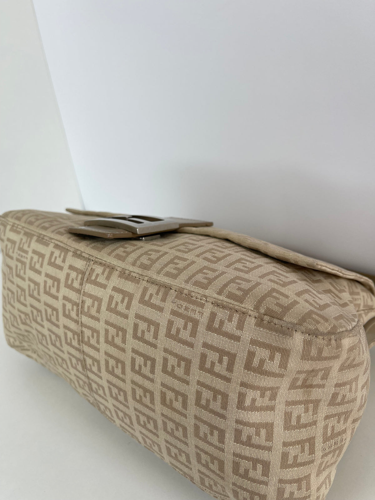 Fendi Jacquard Mamma Baguette Brown White Beige Cream