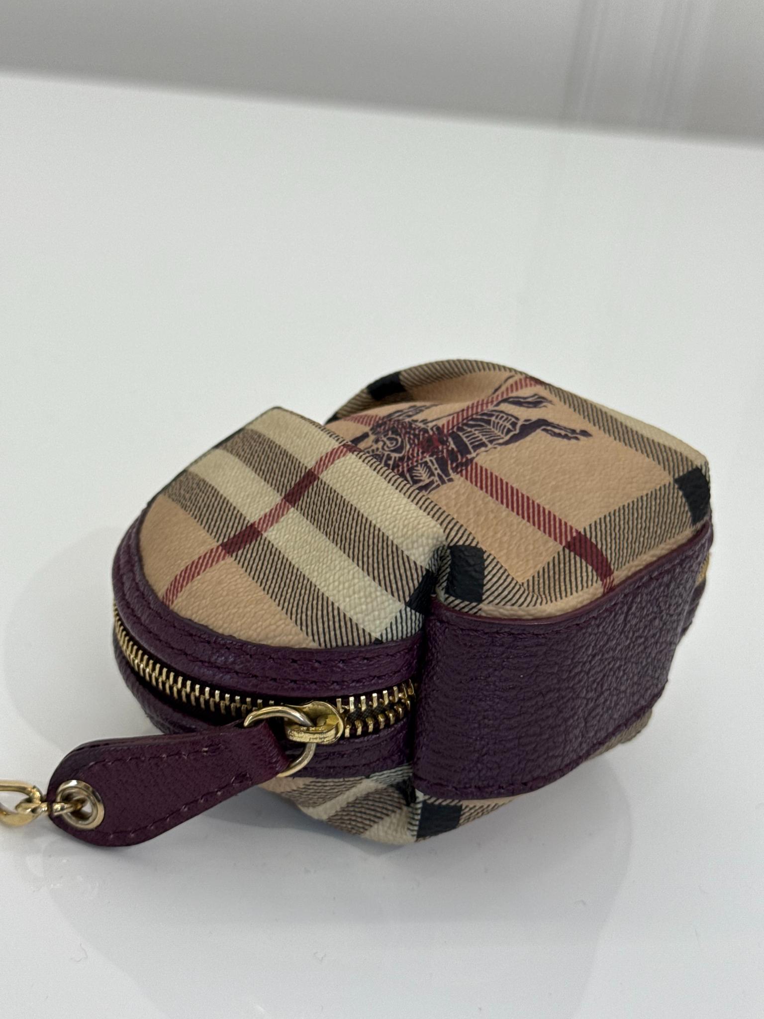 Burberry Beige/Purple Haymarket Check Coin Purse