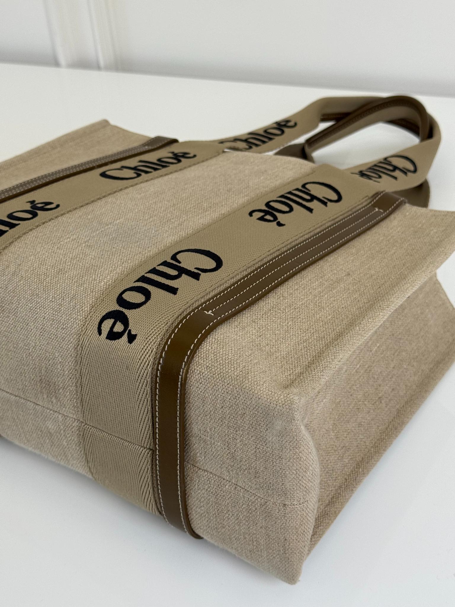 Chloé Woody Medium Canvas Tote Bag