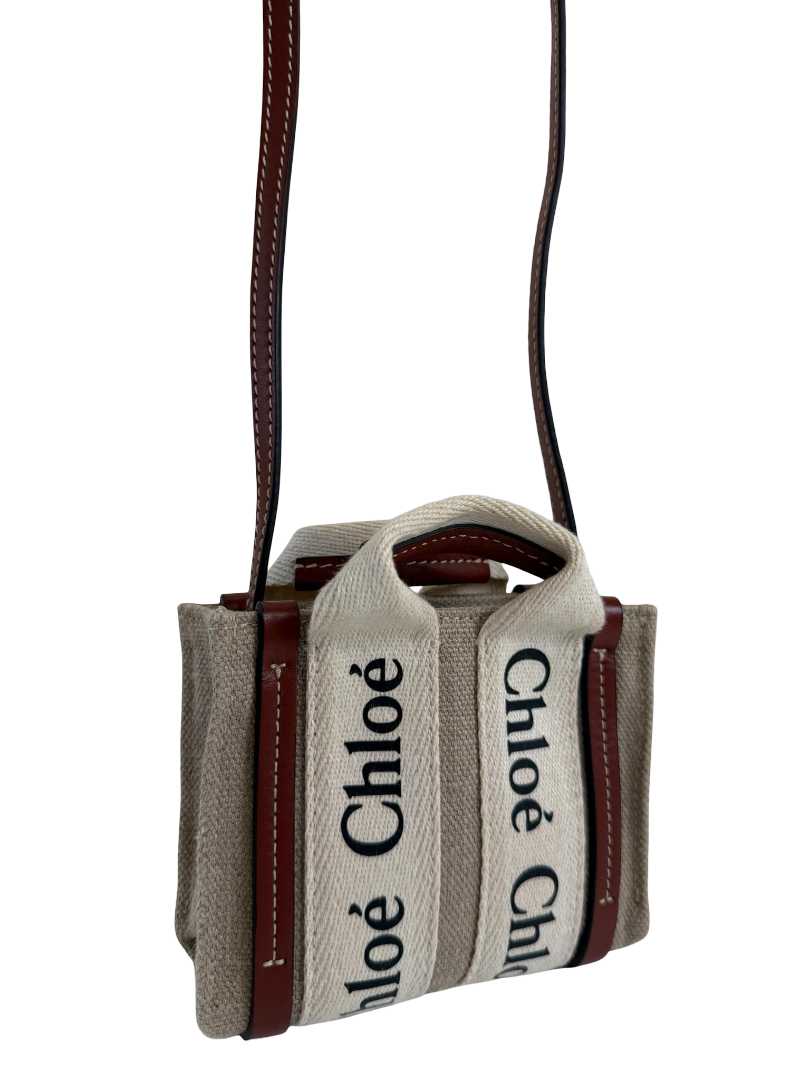 Chloé Beige/Brown Woody Nano Tote Bag