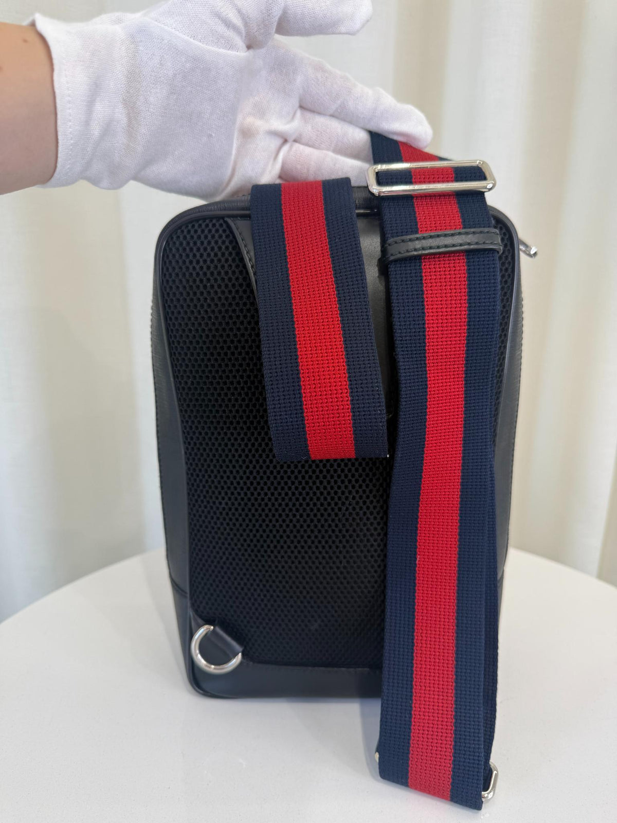 Gucci Black/Grey GG Supreme Monogram Web Sling Crossbody Bag