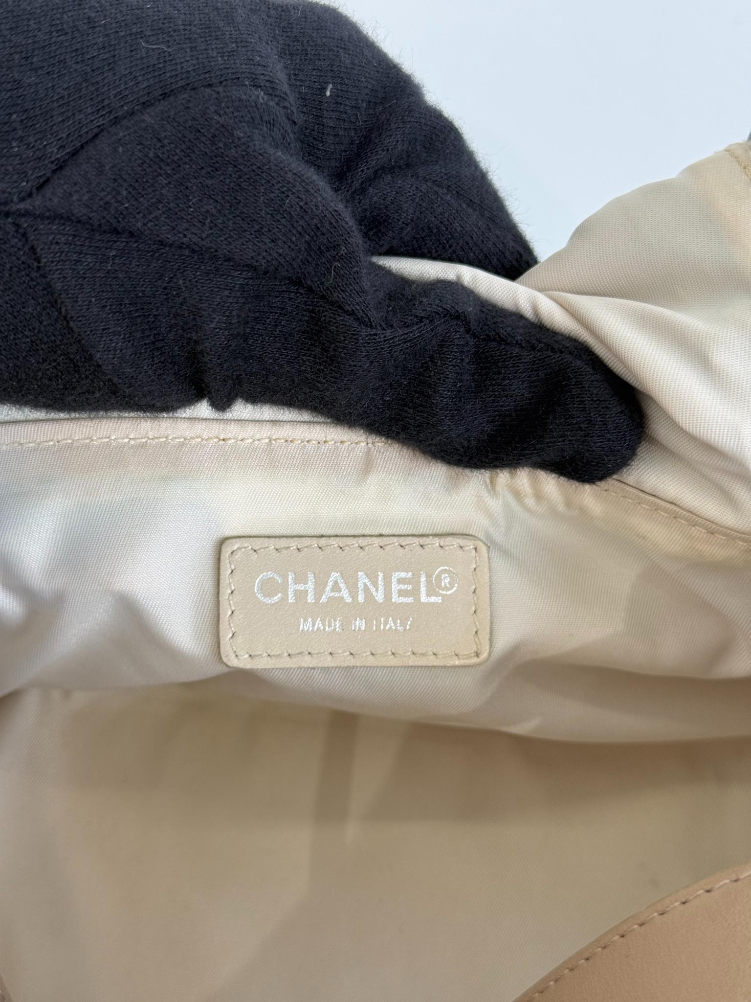 Chanel Beige Nylon CC Logo Travel Line Canvas Vanity Bag
