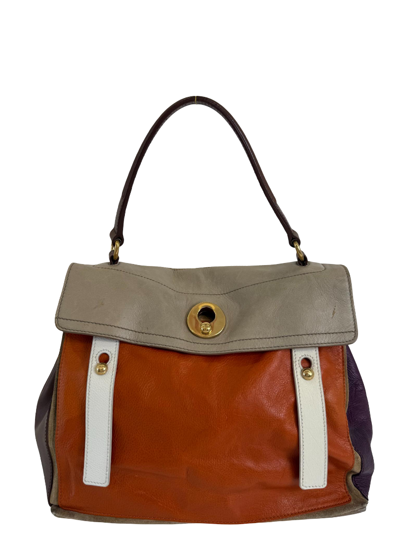 Saint Laurent Tri Color Leather Large Muse Two Top Handle Bag