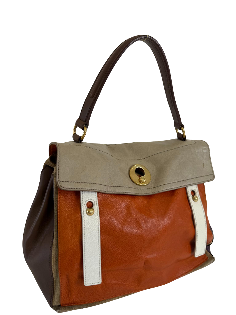 Saint Laurent Tri Color Leather Large Muse Two Top Handle Bag