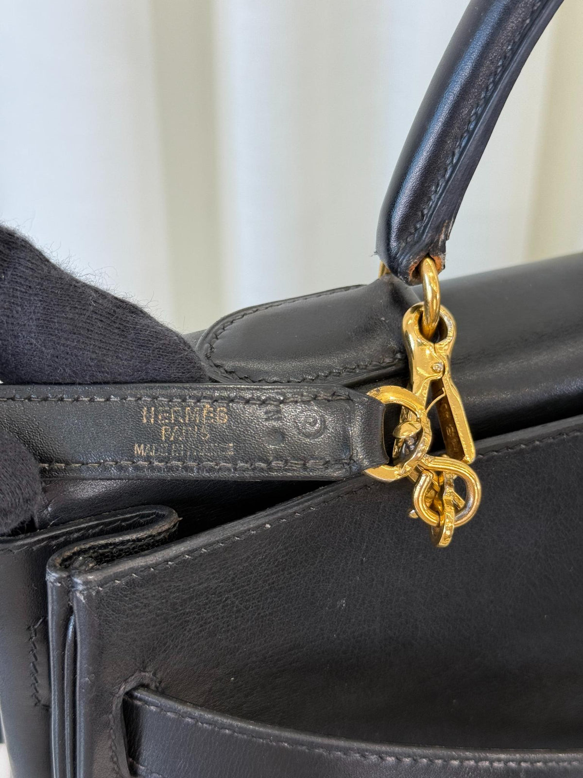 Hermès Vintage Kelly 35 Retourne Black Box GHW